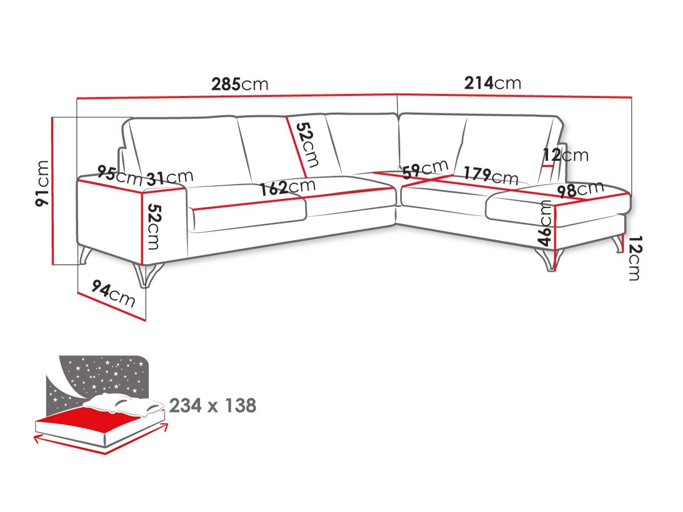 Hjørnesofa ComfiDream Lyrana II (Verita 88)
