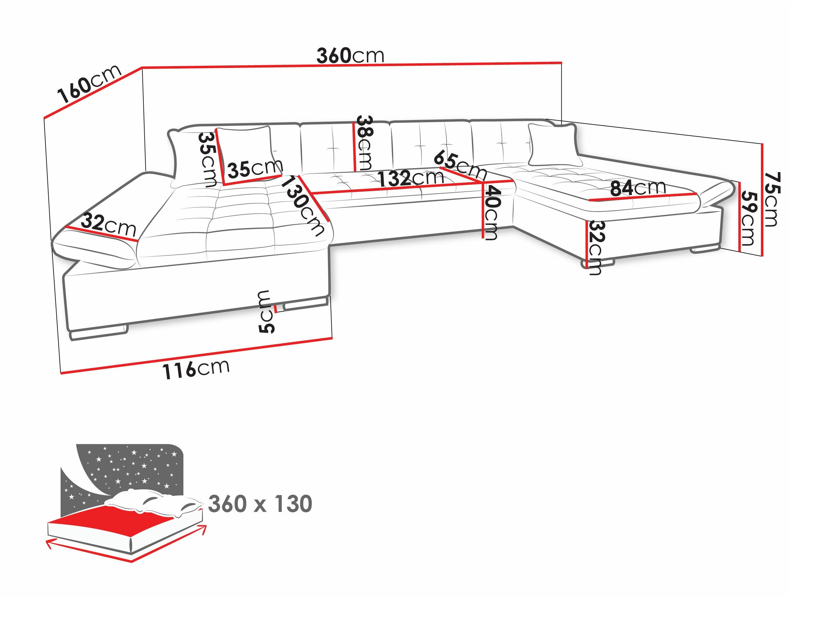 Hjørnesofa Comfivo 240 (Miu 2058 + Miu 2059)