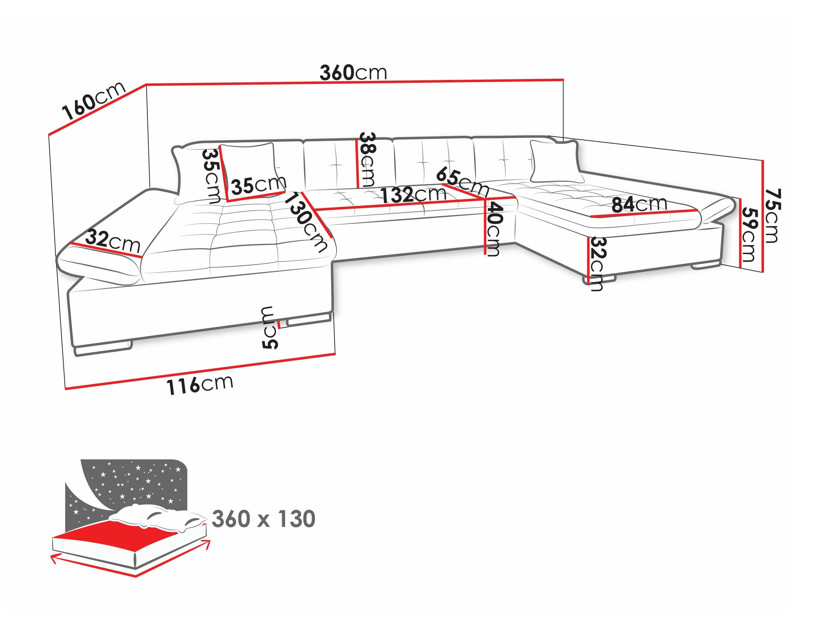 Hjørnesofa Comfivo Ficus II (Manza 04)