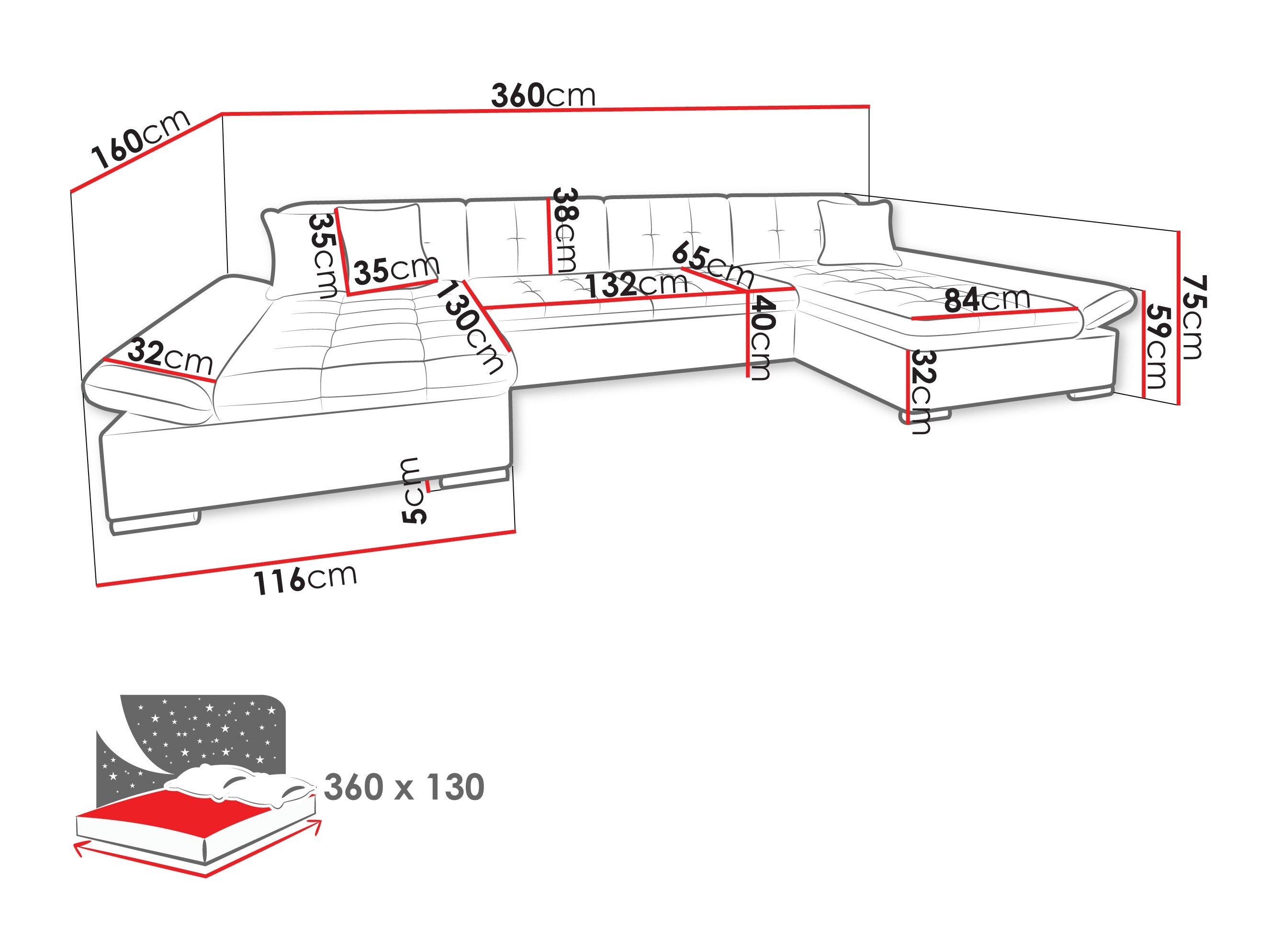 Hjørnesofa Comfivo Ficus II (Manza 83)