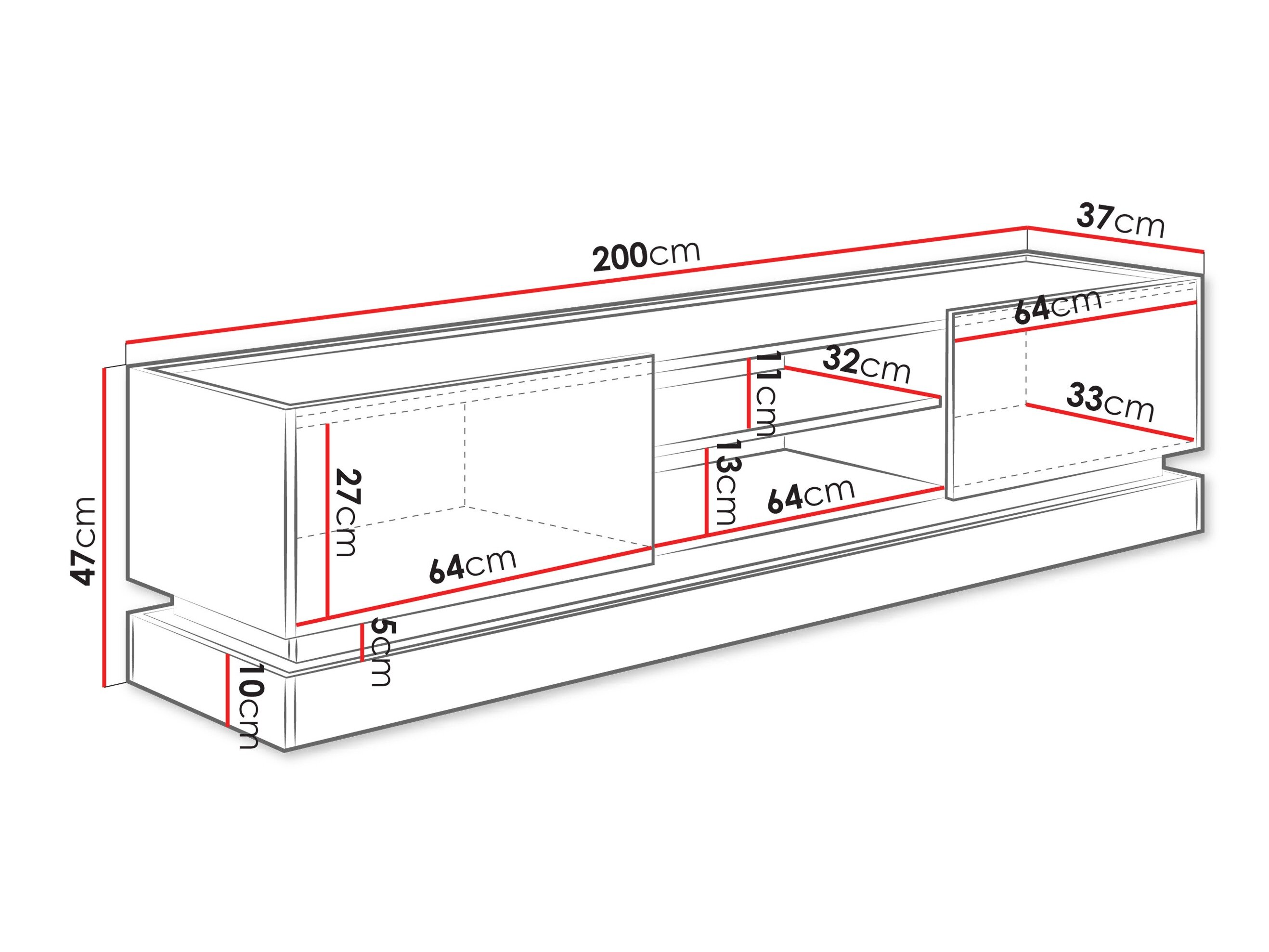 TV-meubel Comfivo Tilia (Zwart + Eiken)