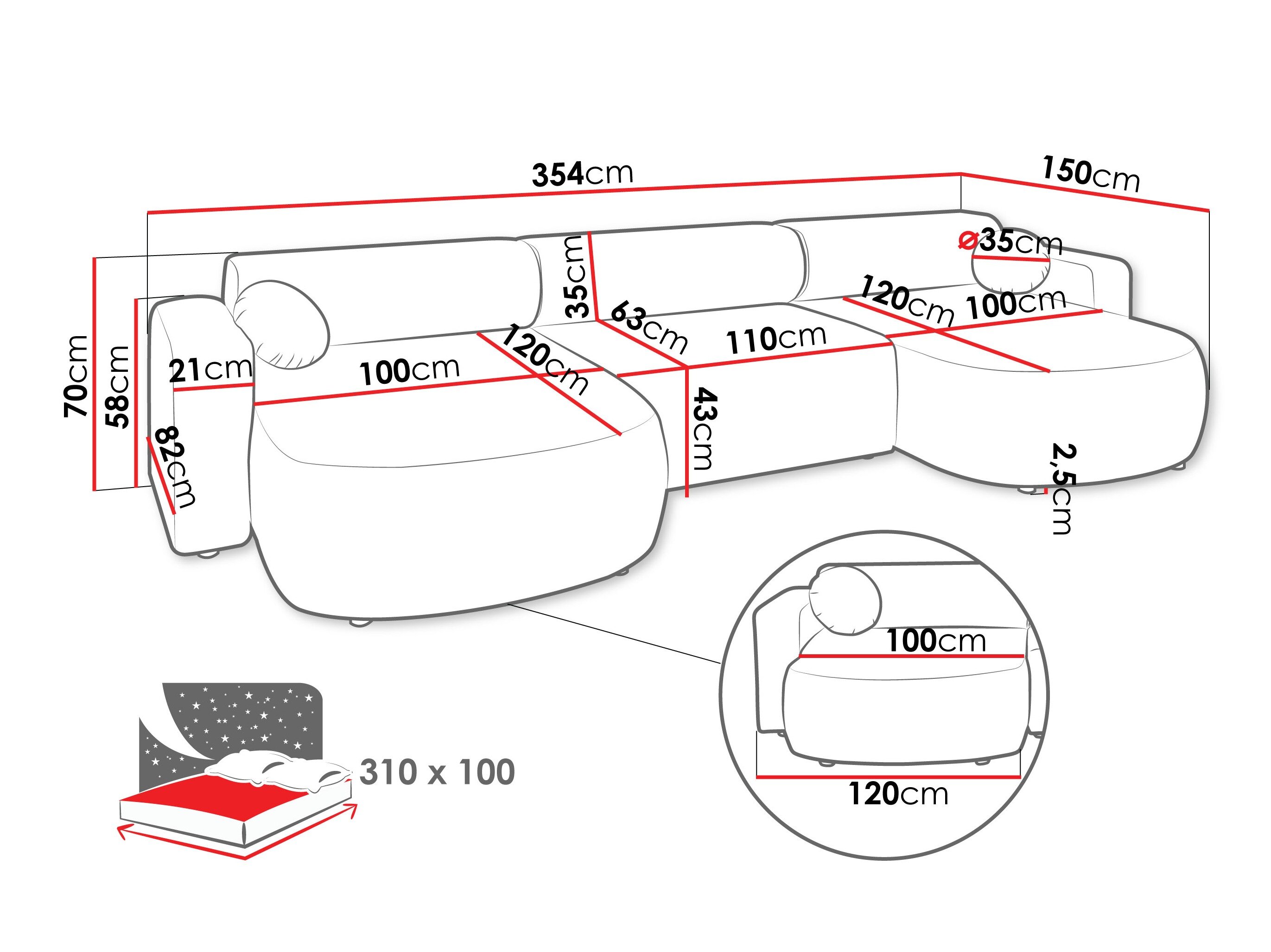 Hjørnesofa Comfivo 480 (Velo 621)