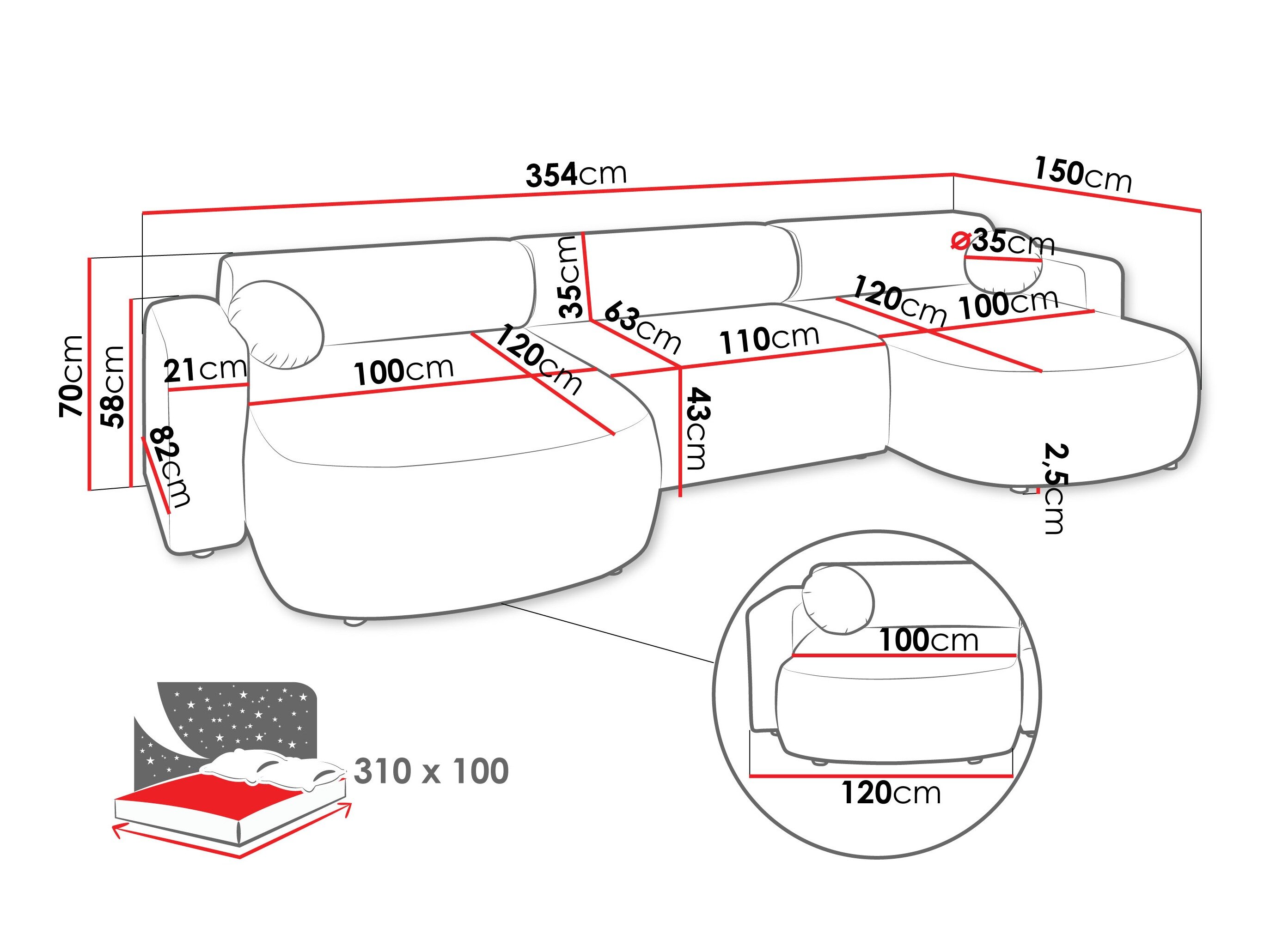 Hjørnesofa Comfivo Pullus I (Velo 623)