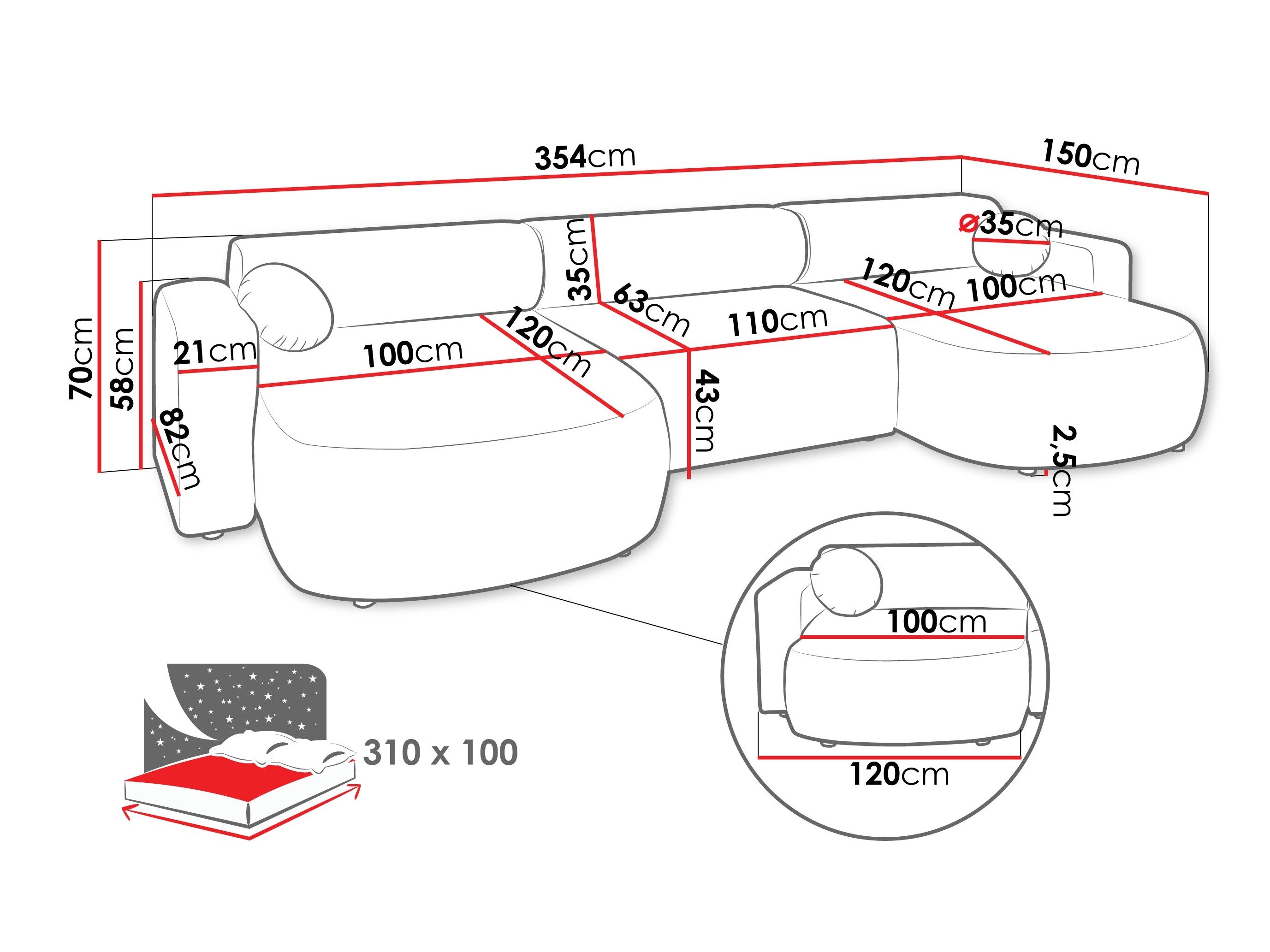 Hjørnesofa Comfivo Pullus I (Velo 633)