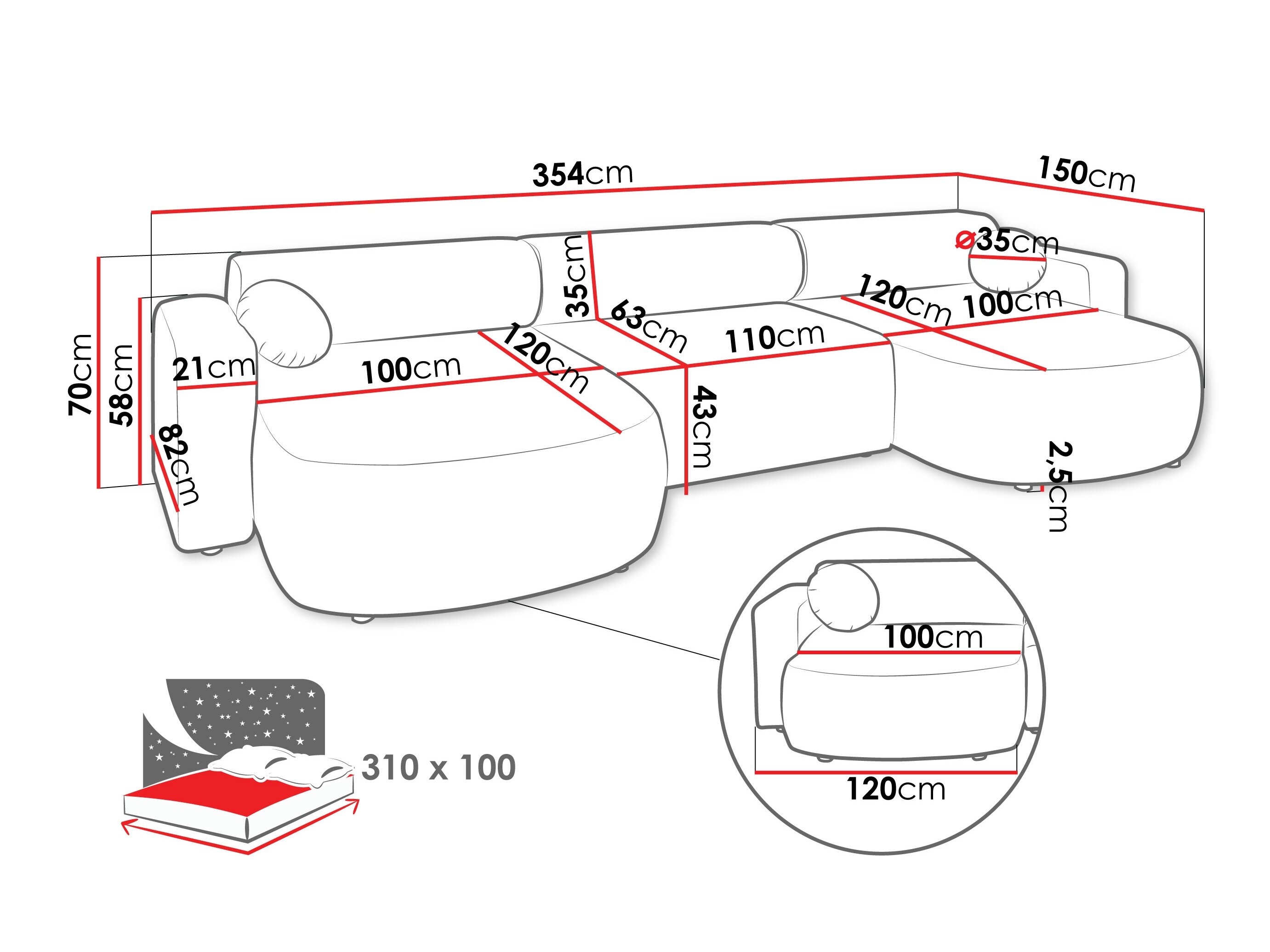 Hjørnesofa Comfivo Pullus I (Velo 635)