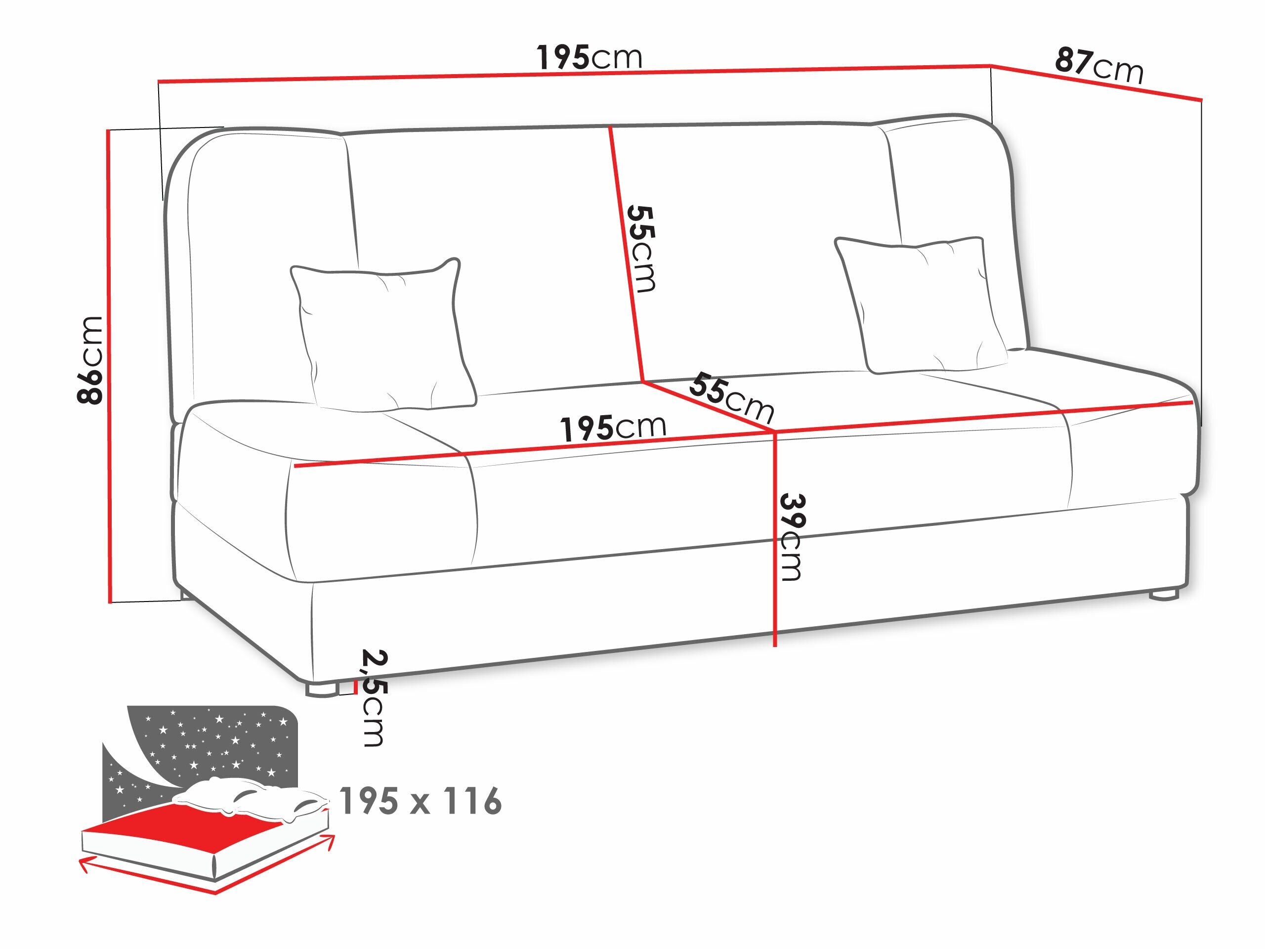 Sovesofa Comfivo Cera II (Bizon 2113 + Bizon 2112)