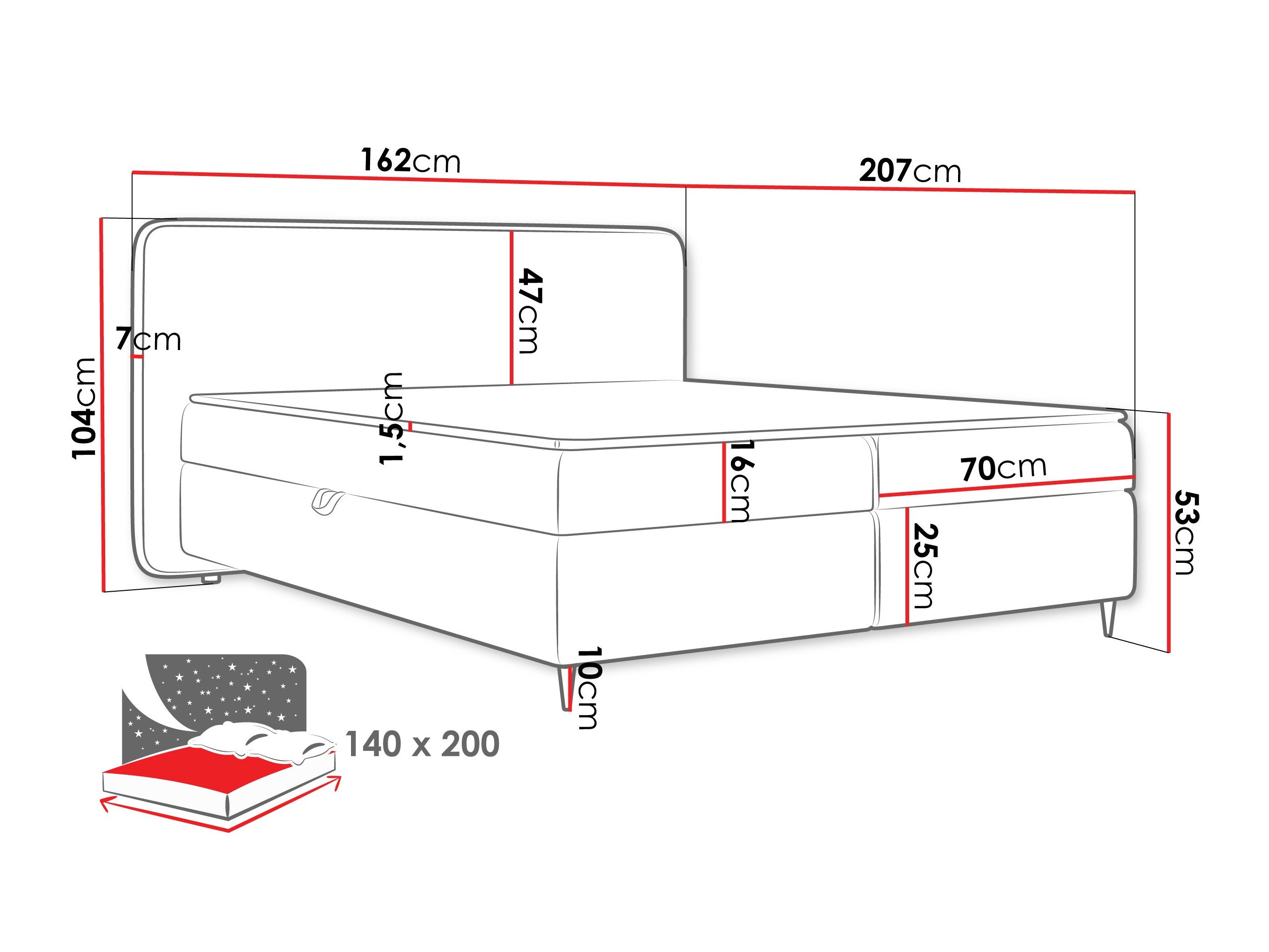 Boxspring Stonecrest 108 (Taro 98)