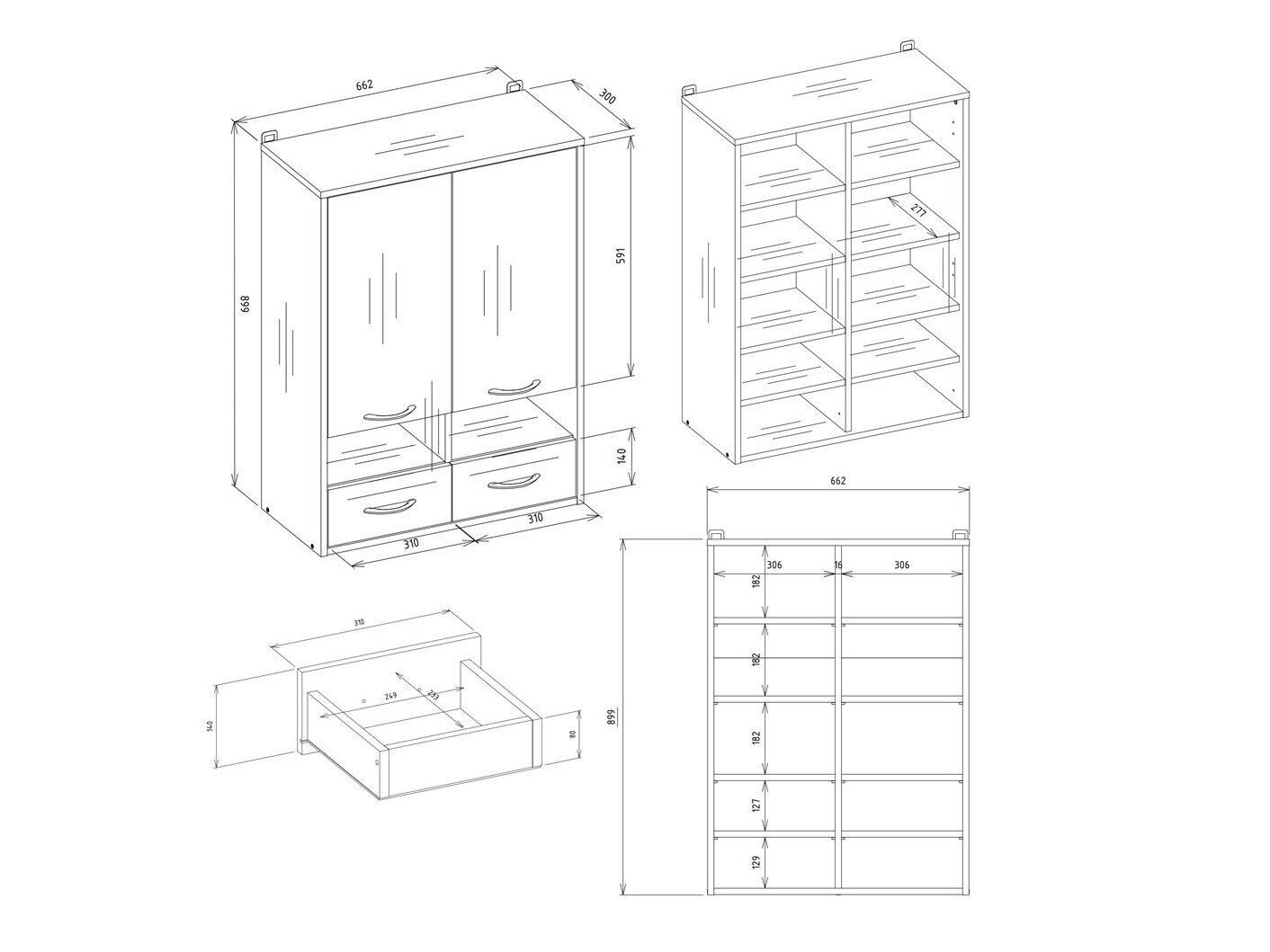 Vægmonteret badeværelsesskab Servou 106