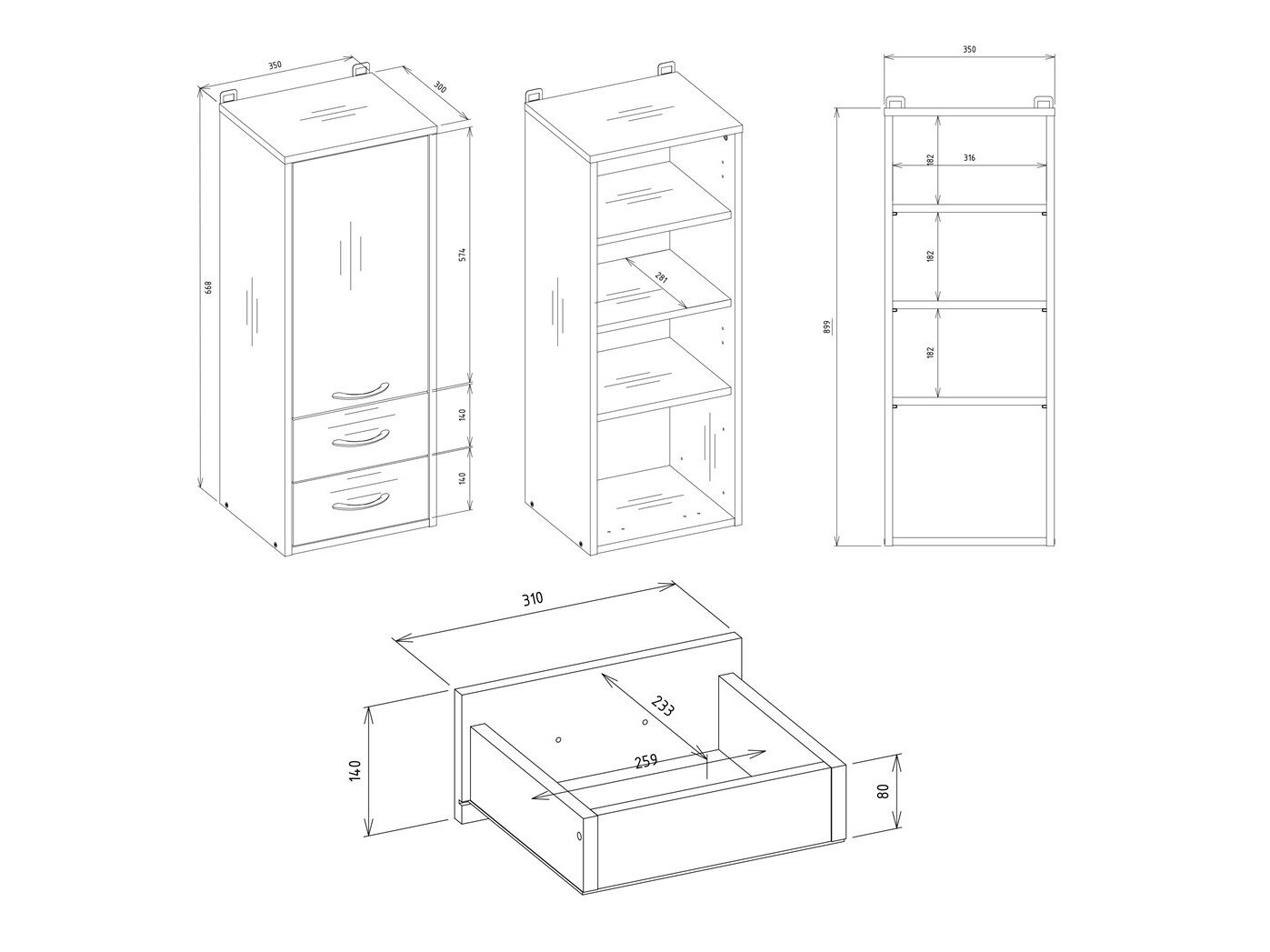 Wand badkamermeubel Servou 115 (Wit)
