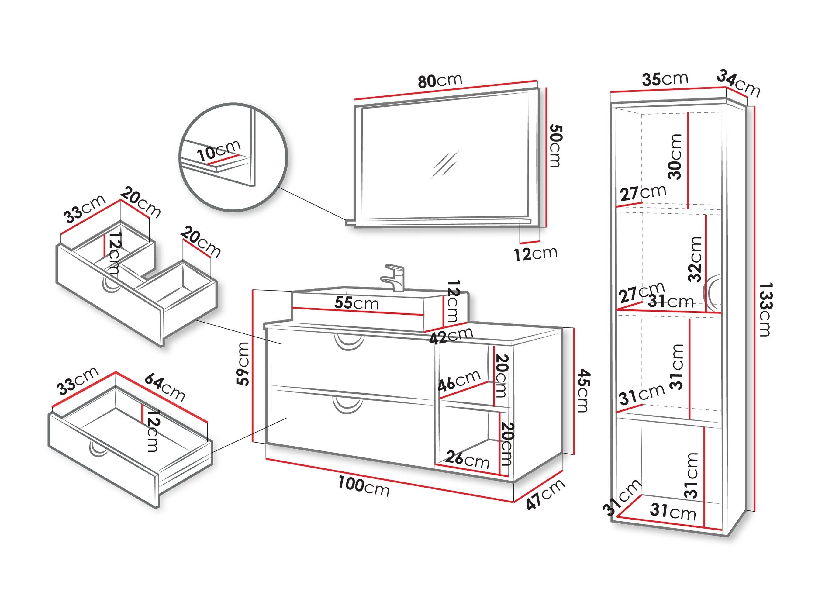 Badeværelsessæt Sodalis (Sort)