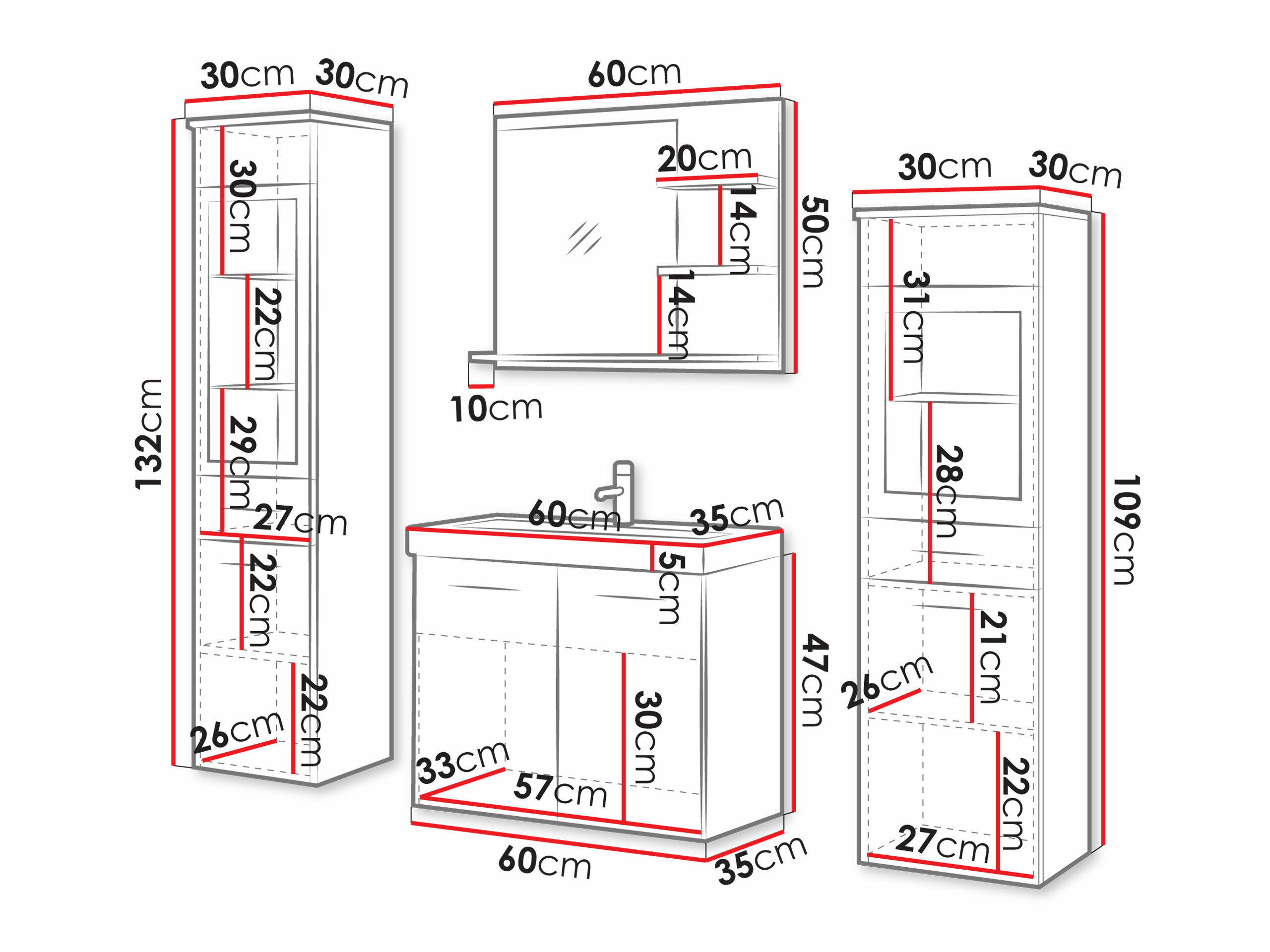 Badeværelsessæt Sarasota 141 (San remo eg)