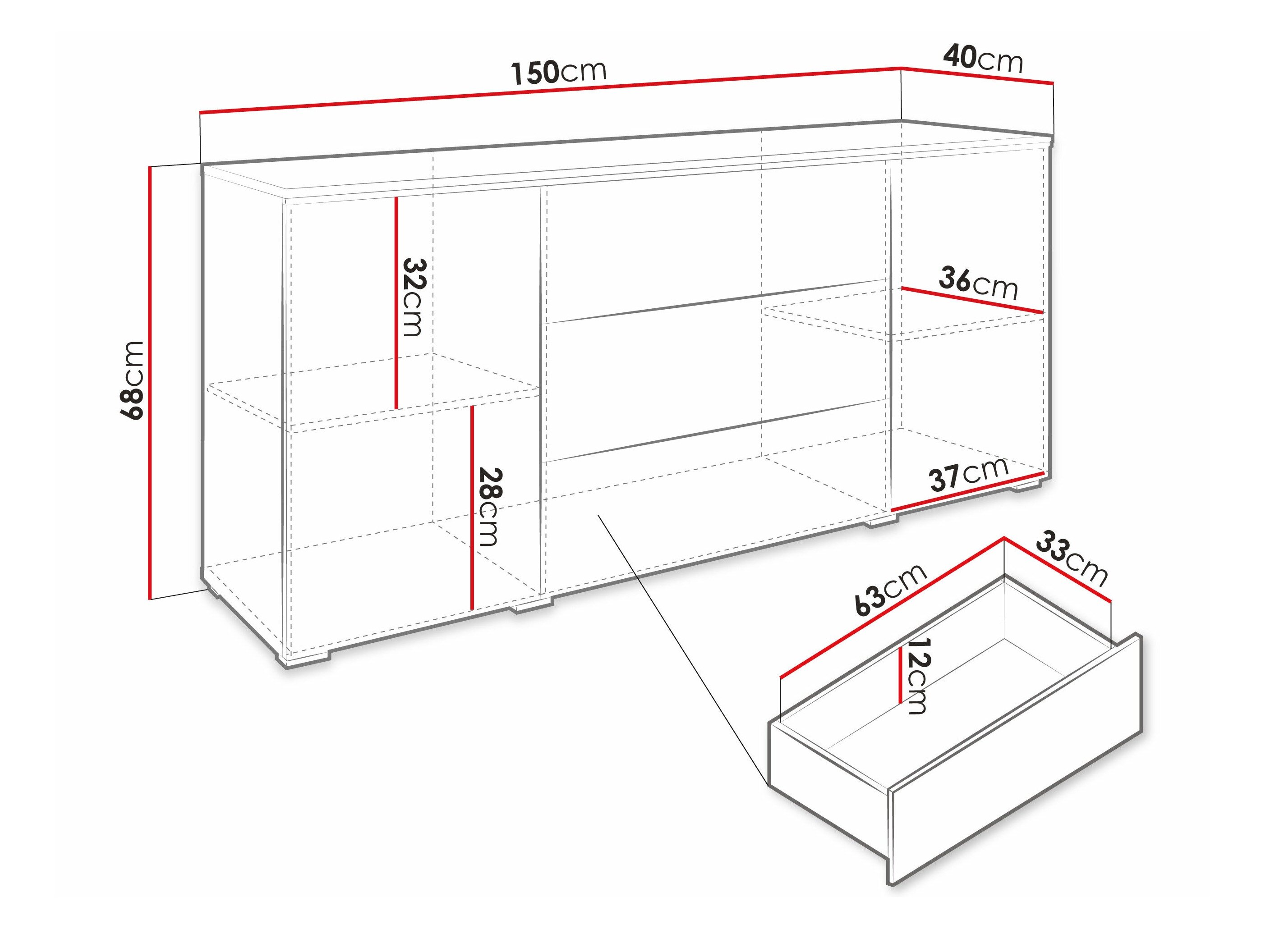 Kommode Sarasota 142 (Wotan eg + Blank sort)