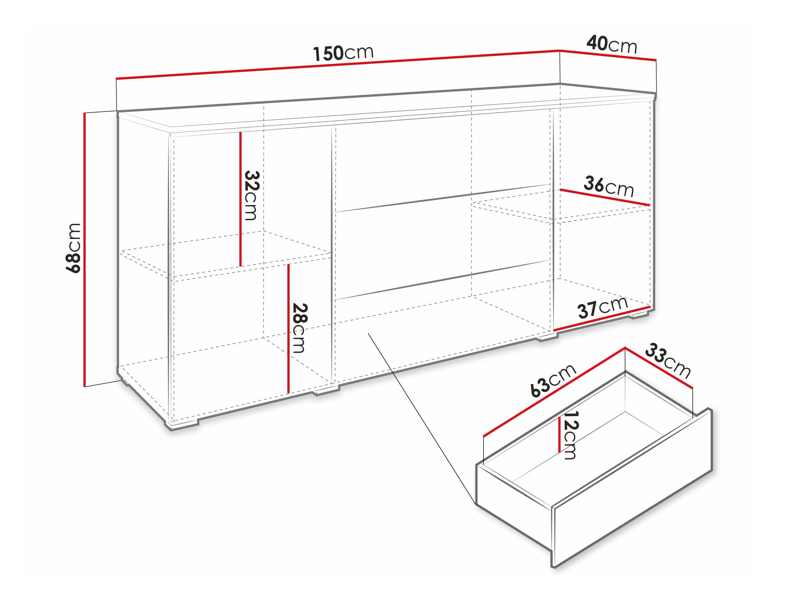 Kommode Sarasota 142 (Wotan eg + Glansfuld hvid)