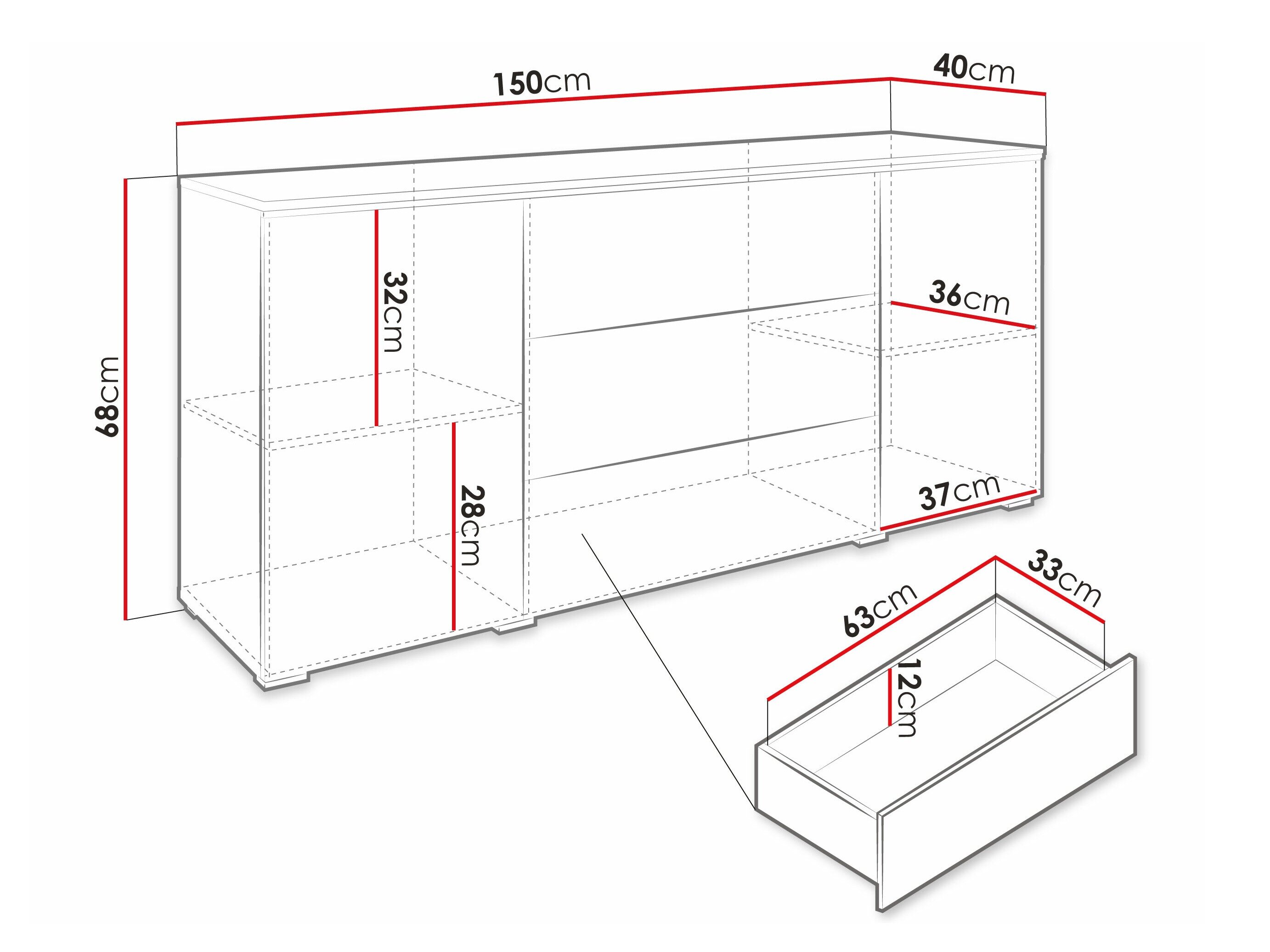 Kommode Sarasota 142 (Wotan eg + Glansfuld hvid)