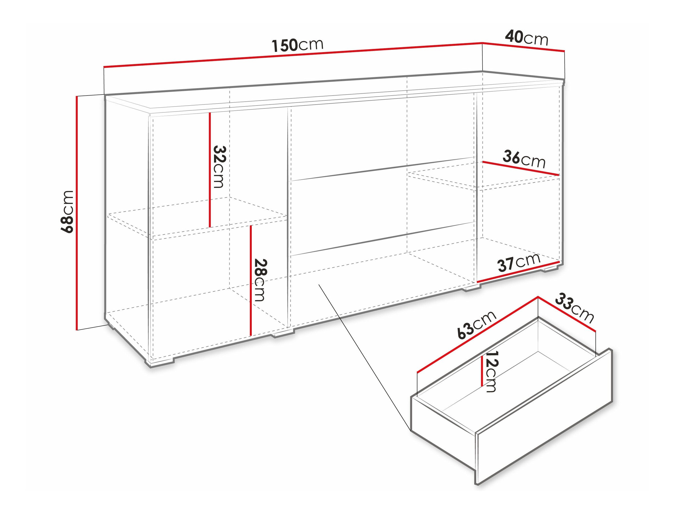Kommode Sarasota 142 (Wotan eg + Glansfuld hvid)
