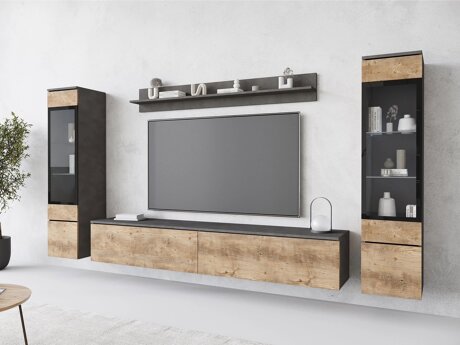 Woonkamerset Mirfivo 101 (Matera grijs + Kastanje)