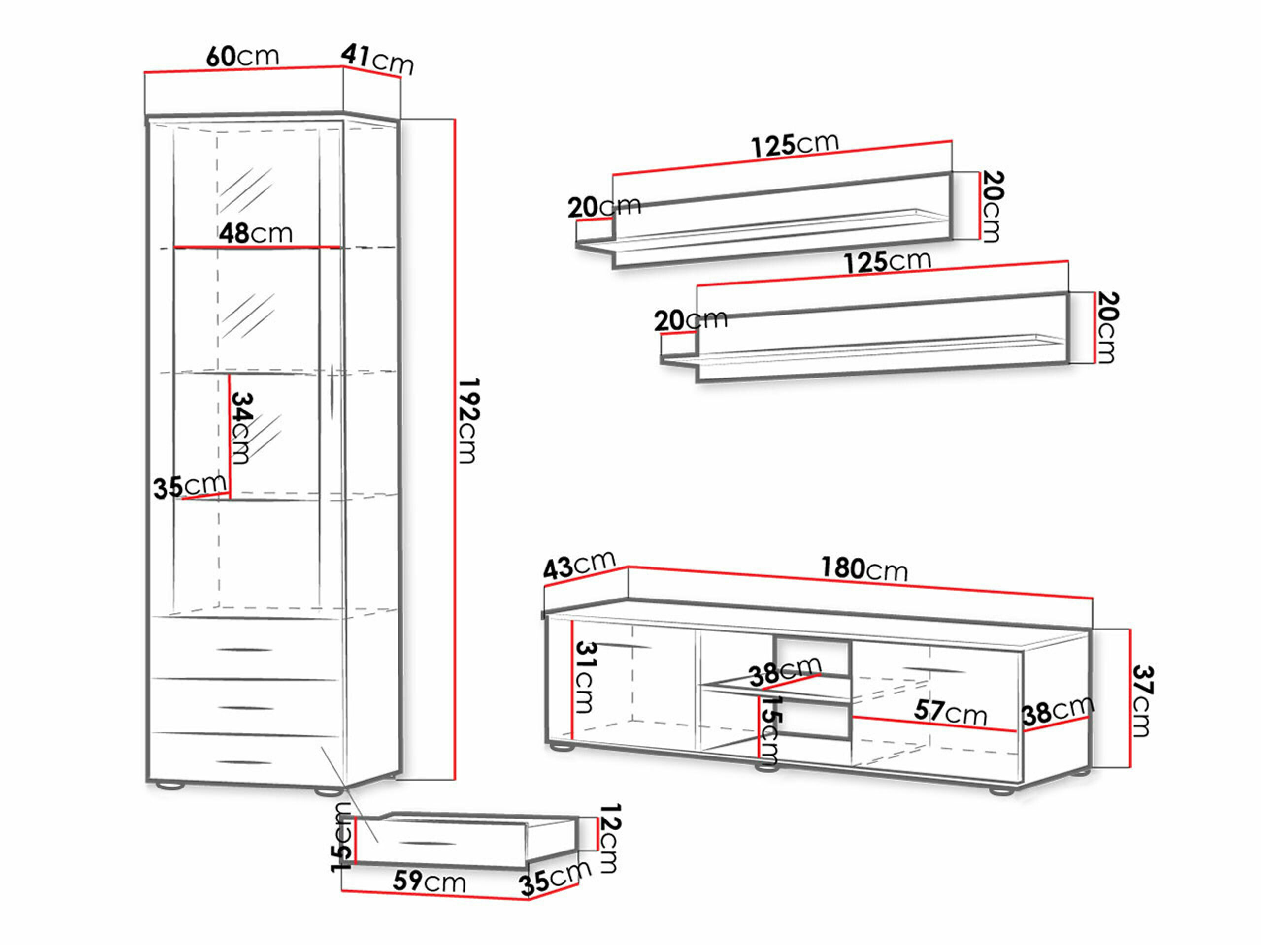 Stuemøbelsæt Tornola 107 (Kashmir + Sort)