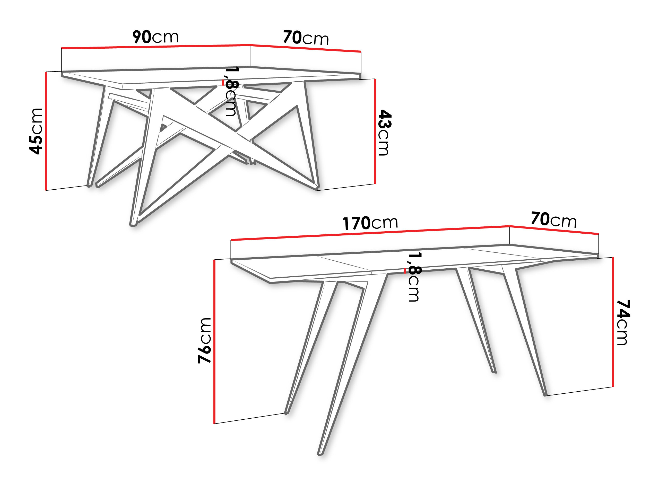 Transformeerbare salontafel Oswego 150 (Zwart)
