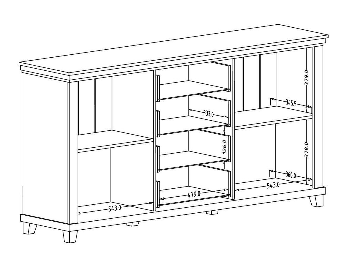 Kommode Tolnue 103 (Lys beige + Egetræ)