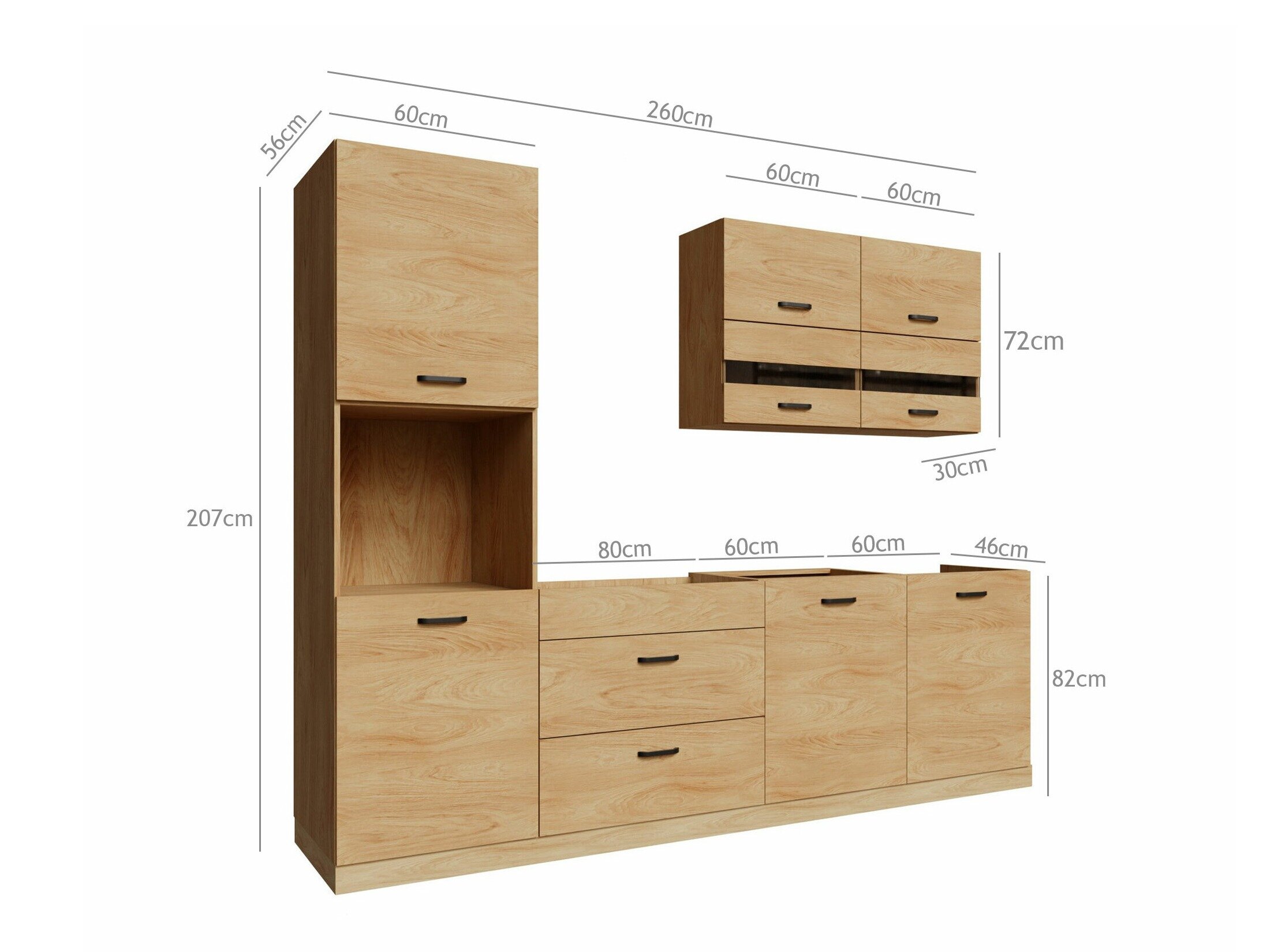 Модулен кухненски комплект Amper Oak 168