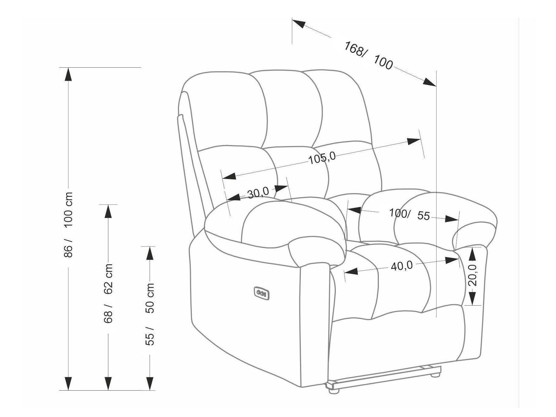 Hvilestol Houston 2080 (Grå)