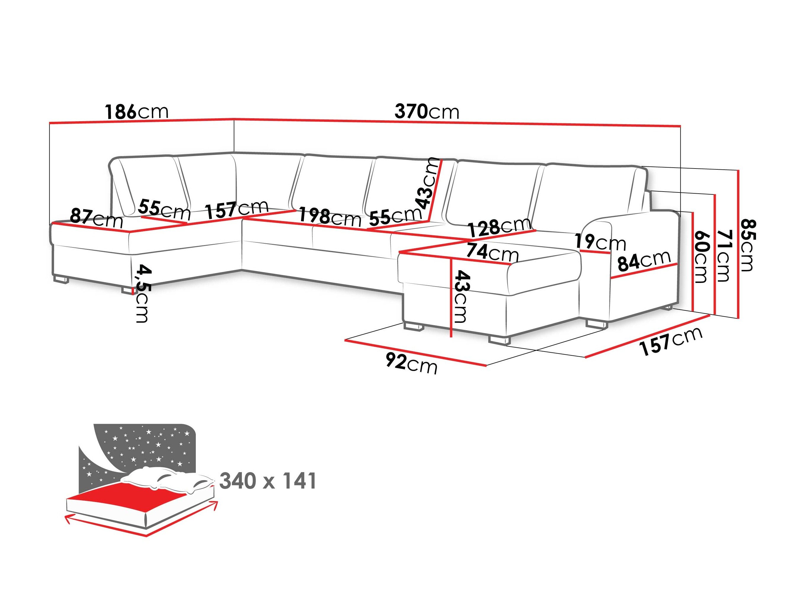 Hjørnesofa Comfivo Flumen III (Manza 29)