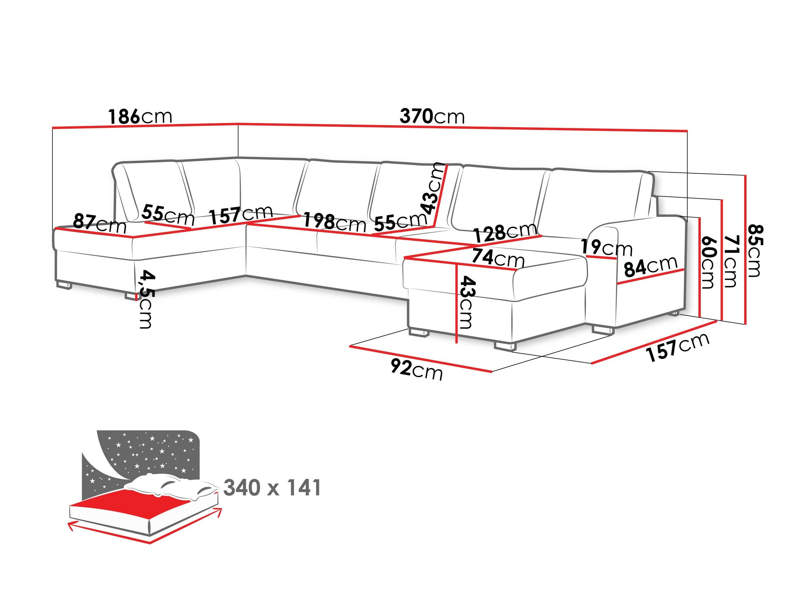 Hjørnesofa Comfivo Flumen III (Piaingen 28)