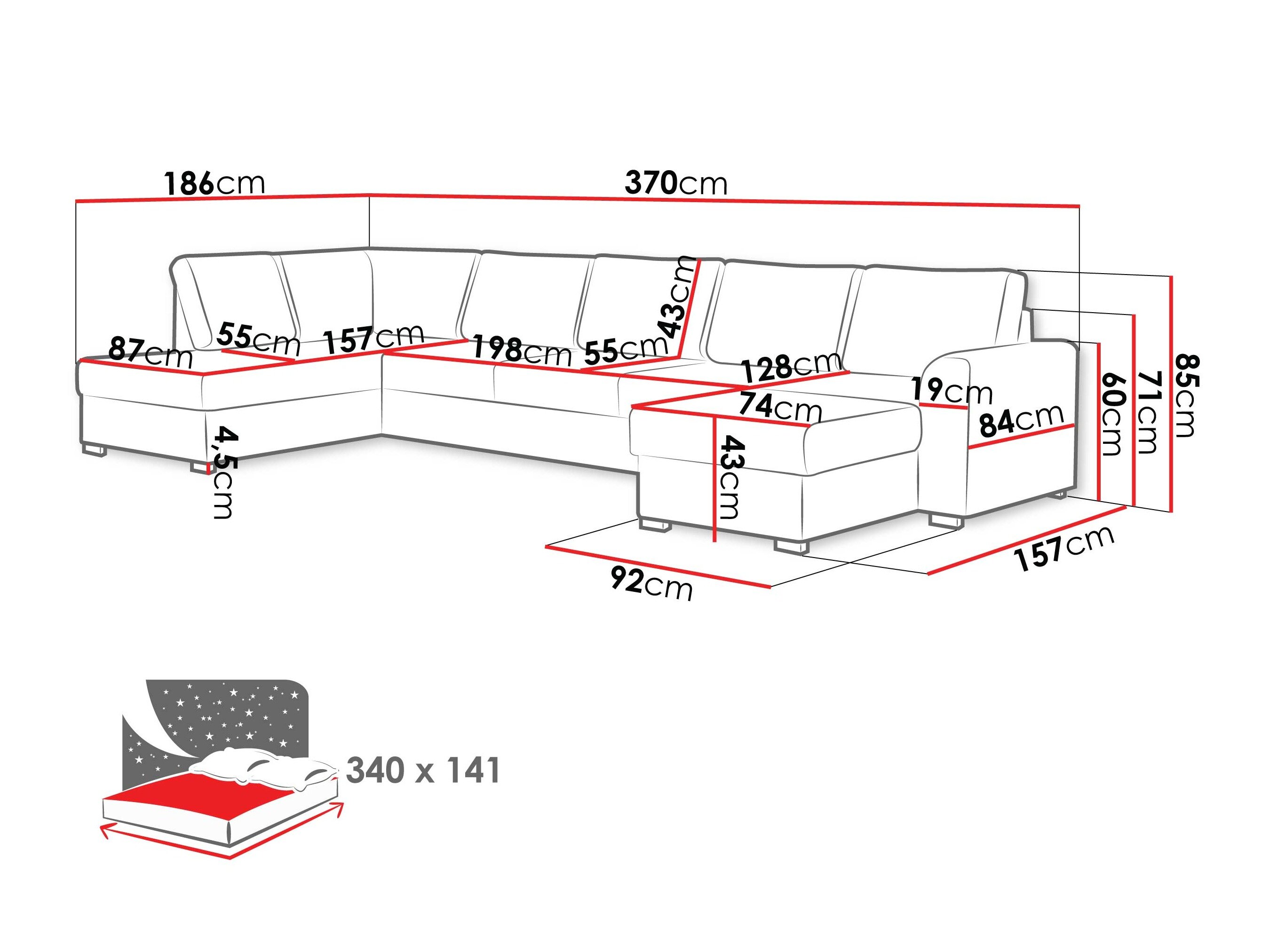 Hjørnesofa Comfivo Flumen III (Piano 26)