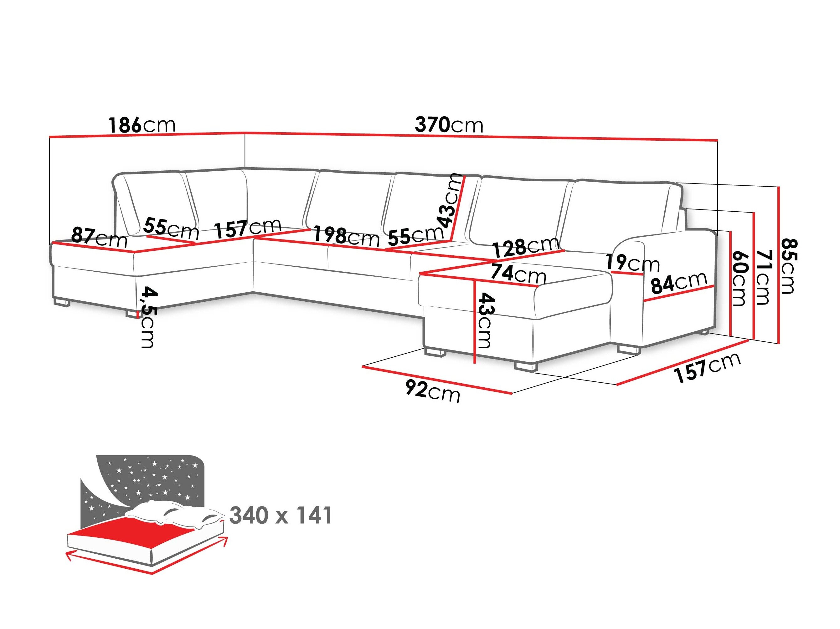 Hjørnesofa Comfivo Flumen III (Piano 28)