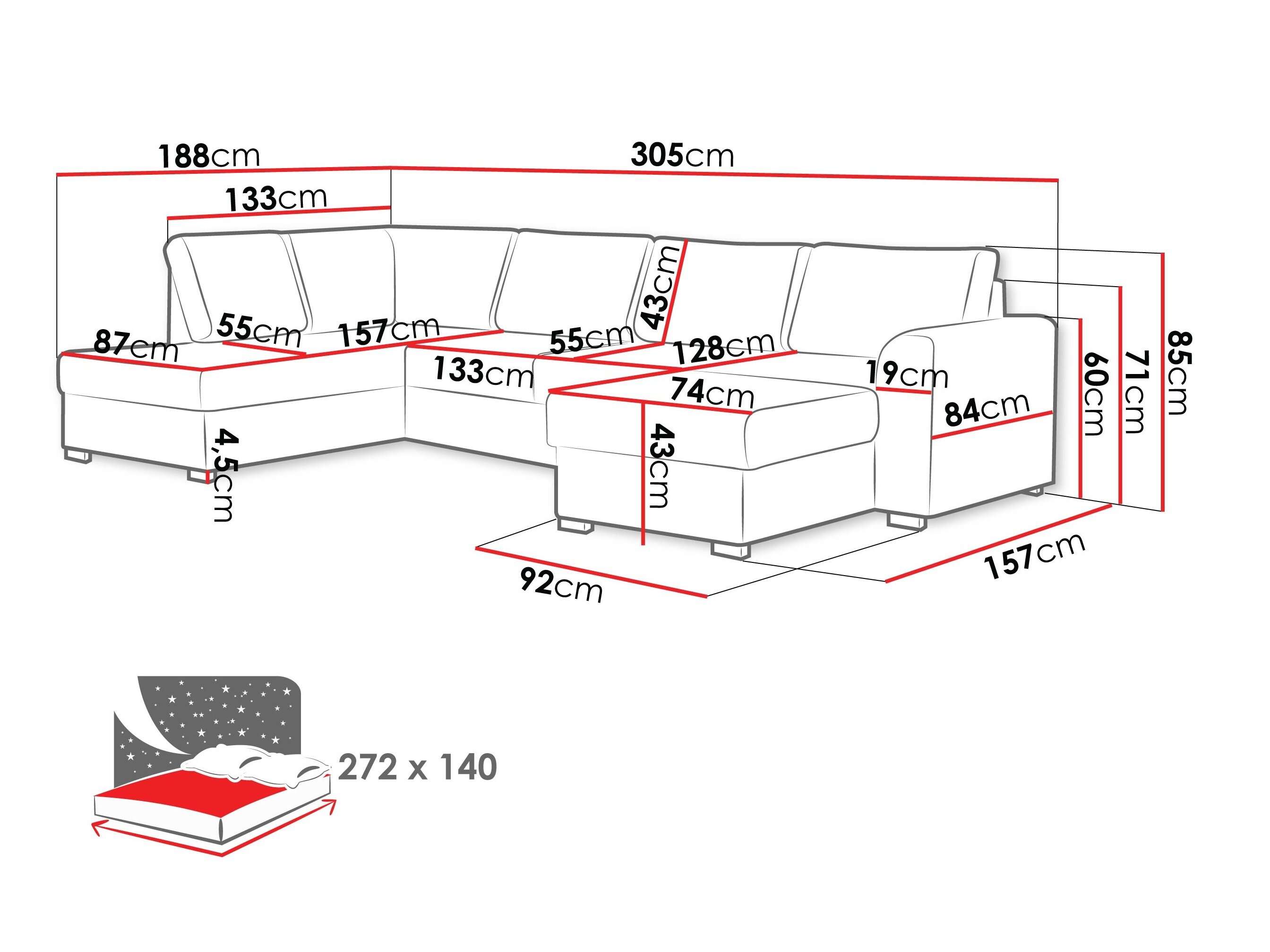 Hjørnesofa Comfivo Flumen (Piano 26)