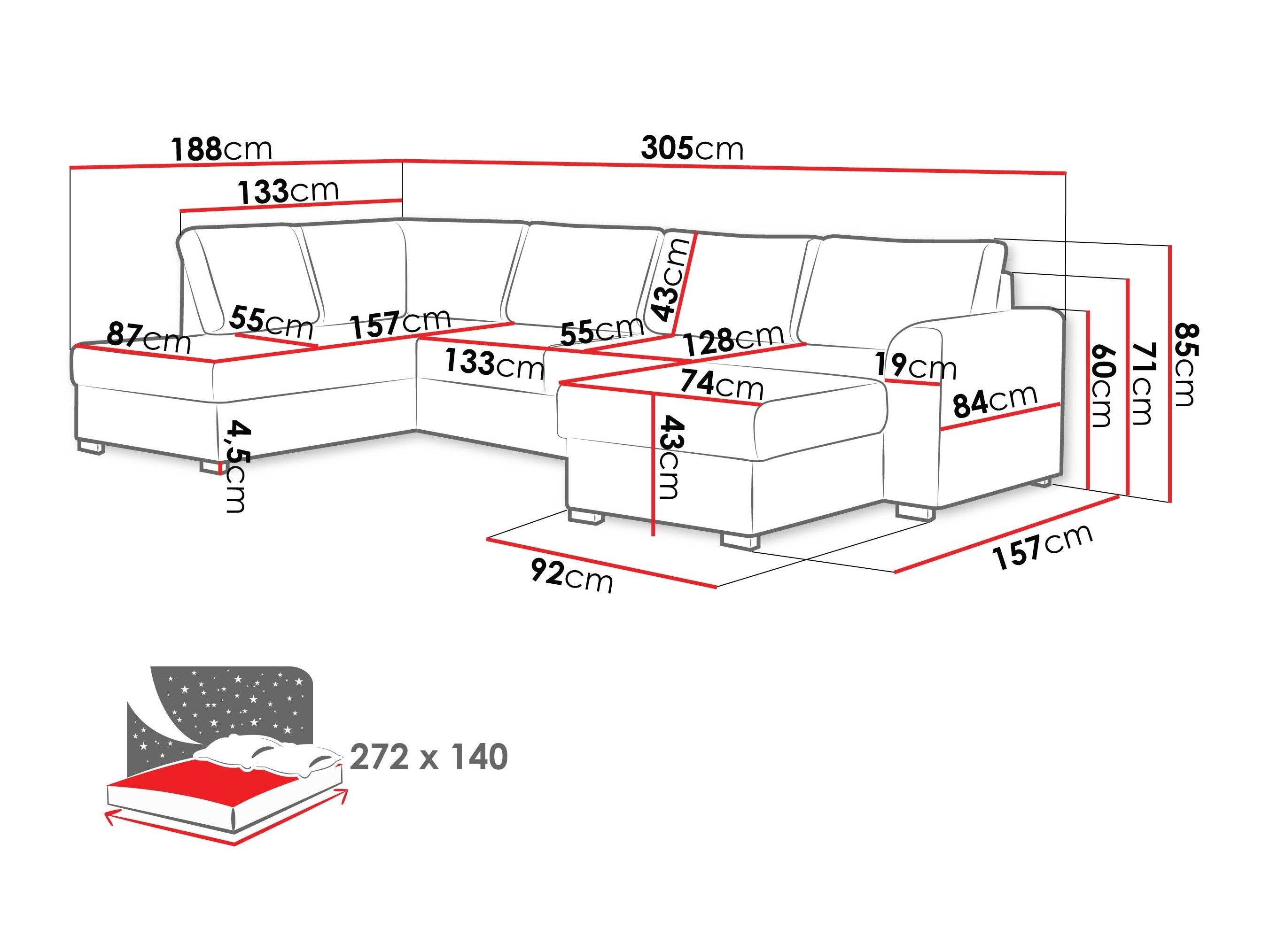 Hjørnesofa Comfivo Flumen (Piano 26)
