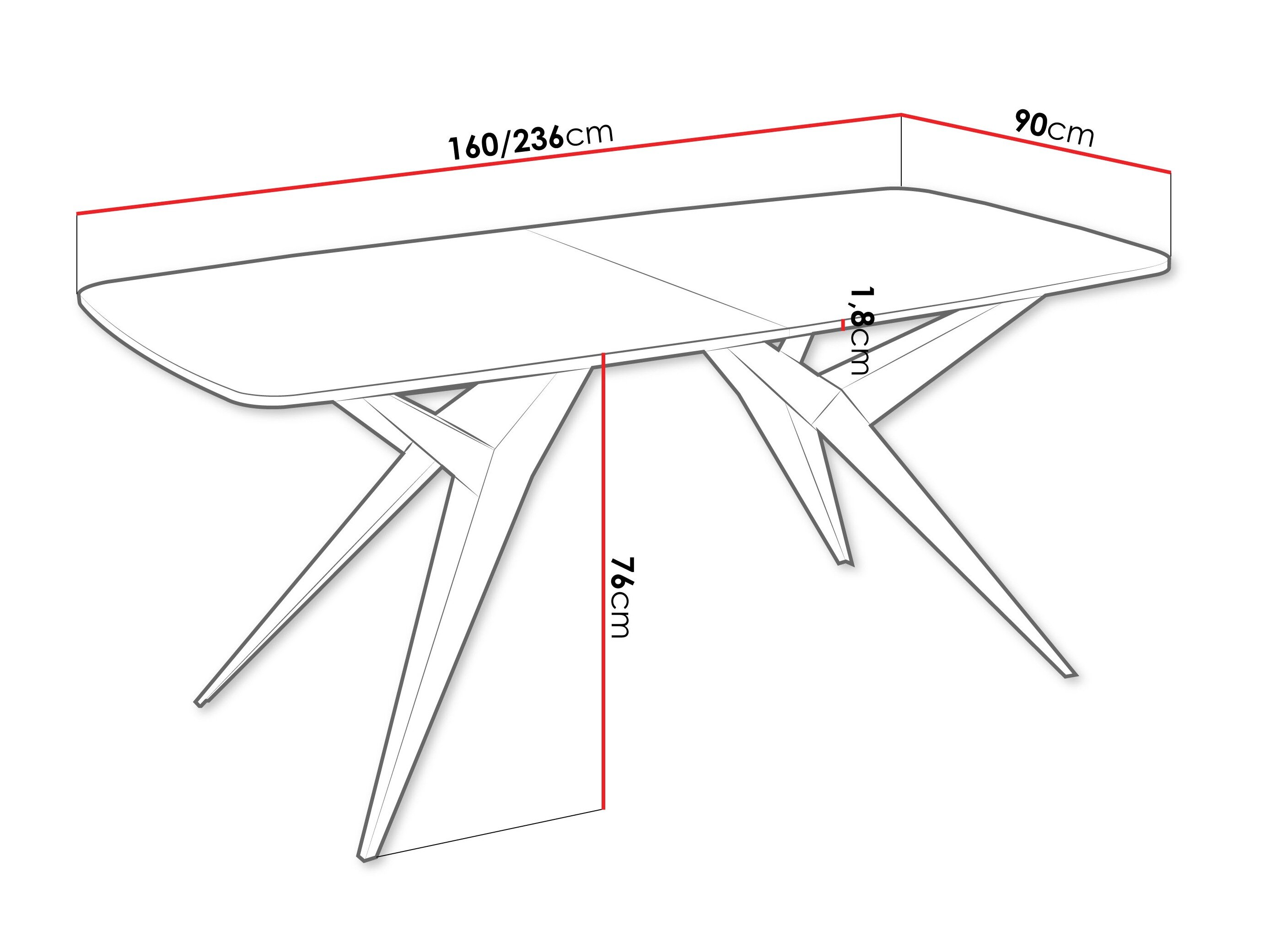 Tafel Oswego 152 (Zwart)