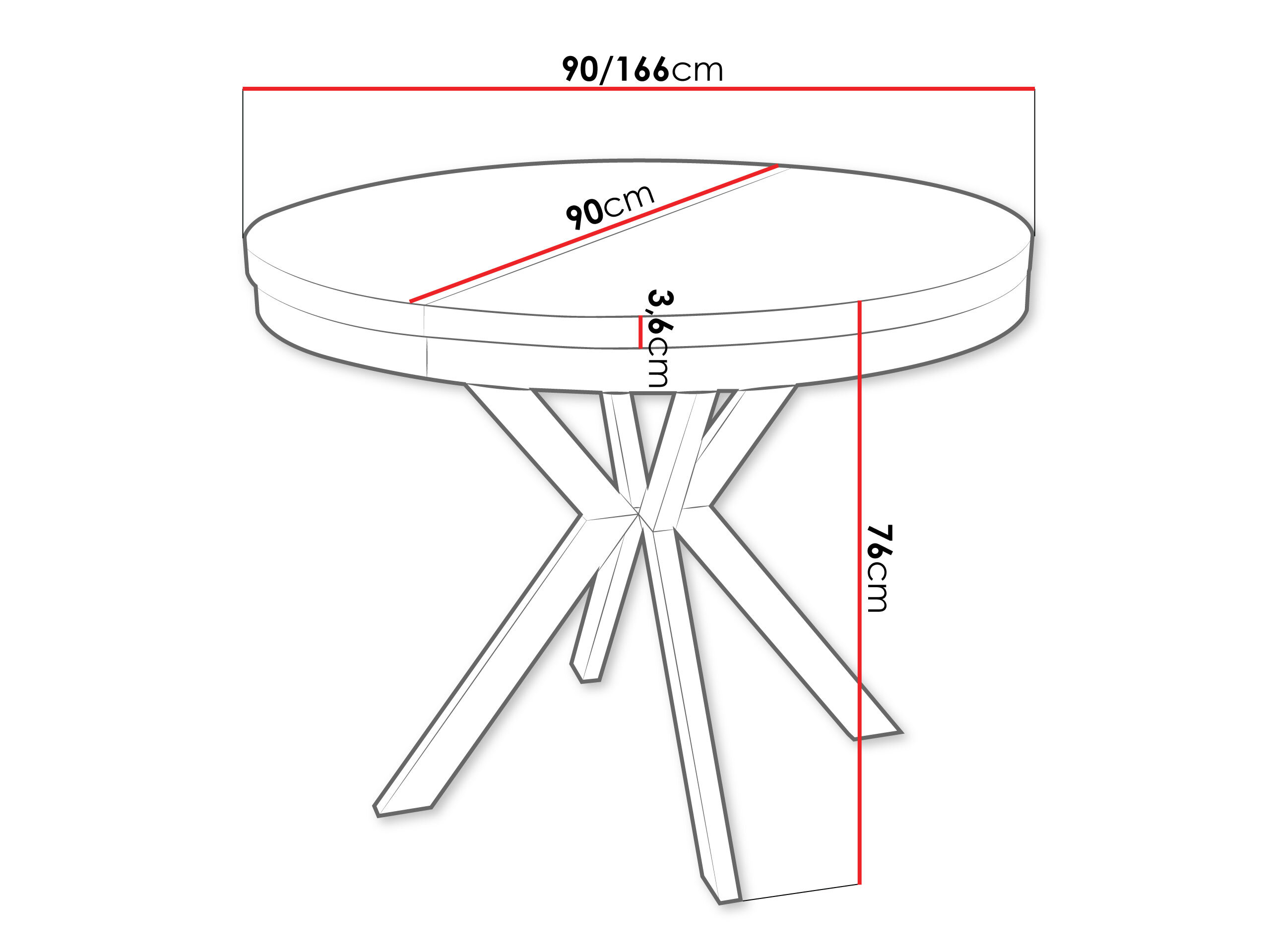 Tafel Oswego 155 (Wit)