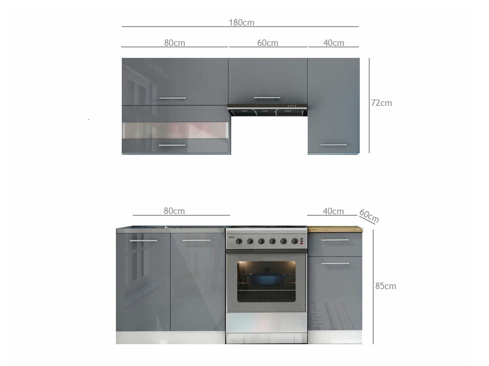 Модулен кухненски комплект Tiffa Grey 100