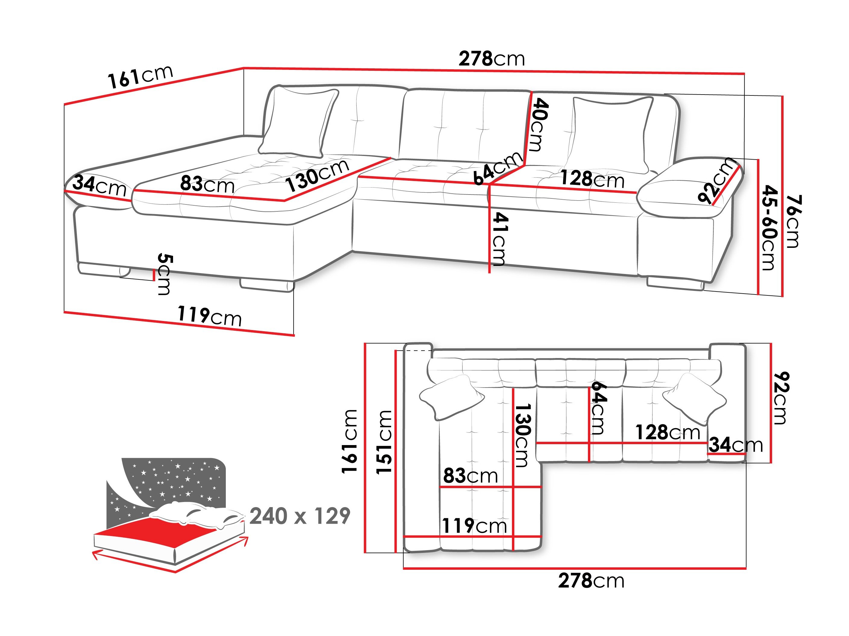Hjørnesofa Comfivo 250 (Corbett 78)