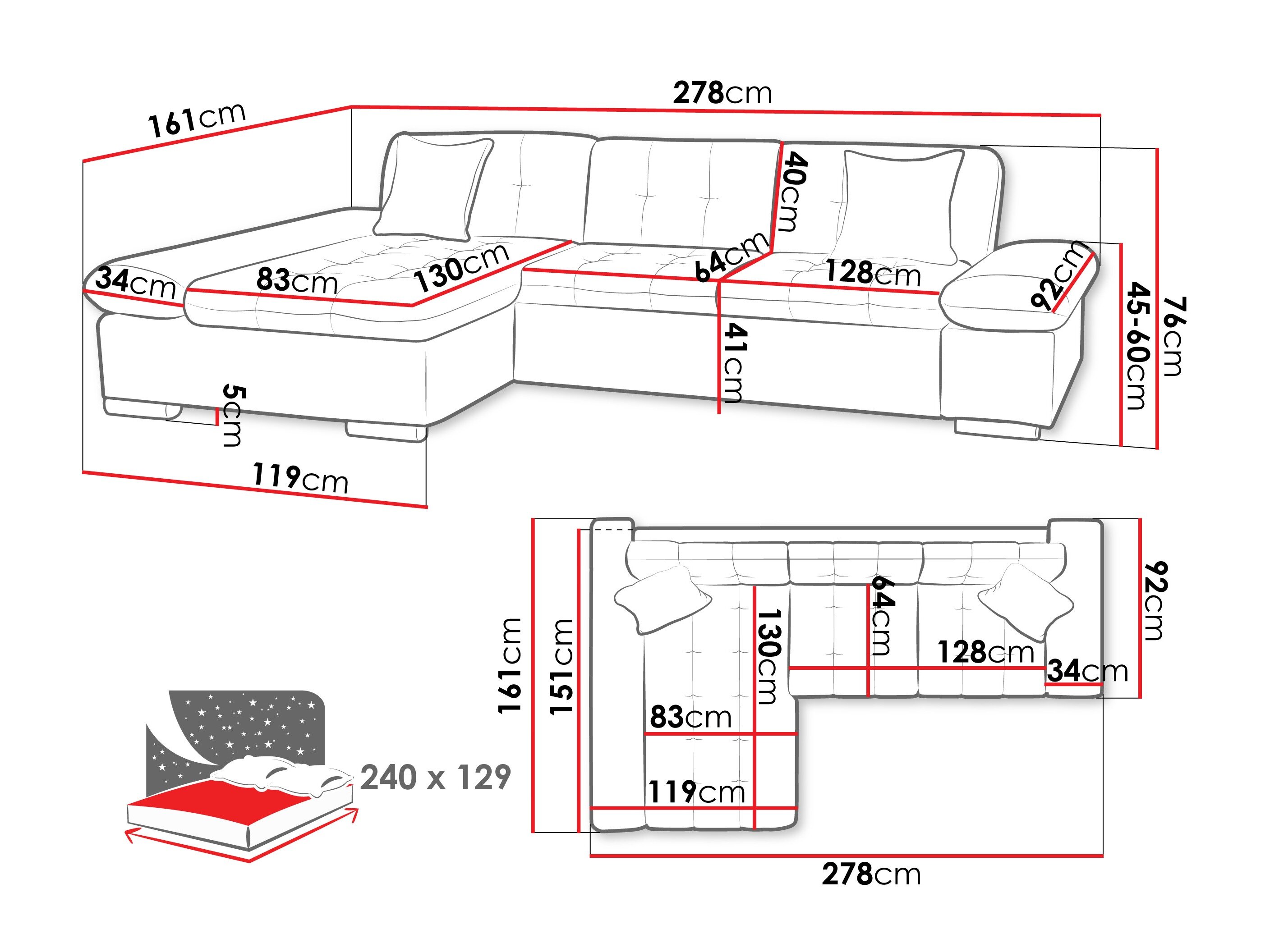 Hjørnesofa Comfivo Sanitas II (Piaingen 21 + Mokka 03)