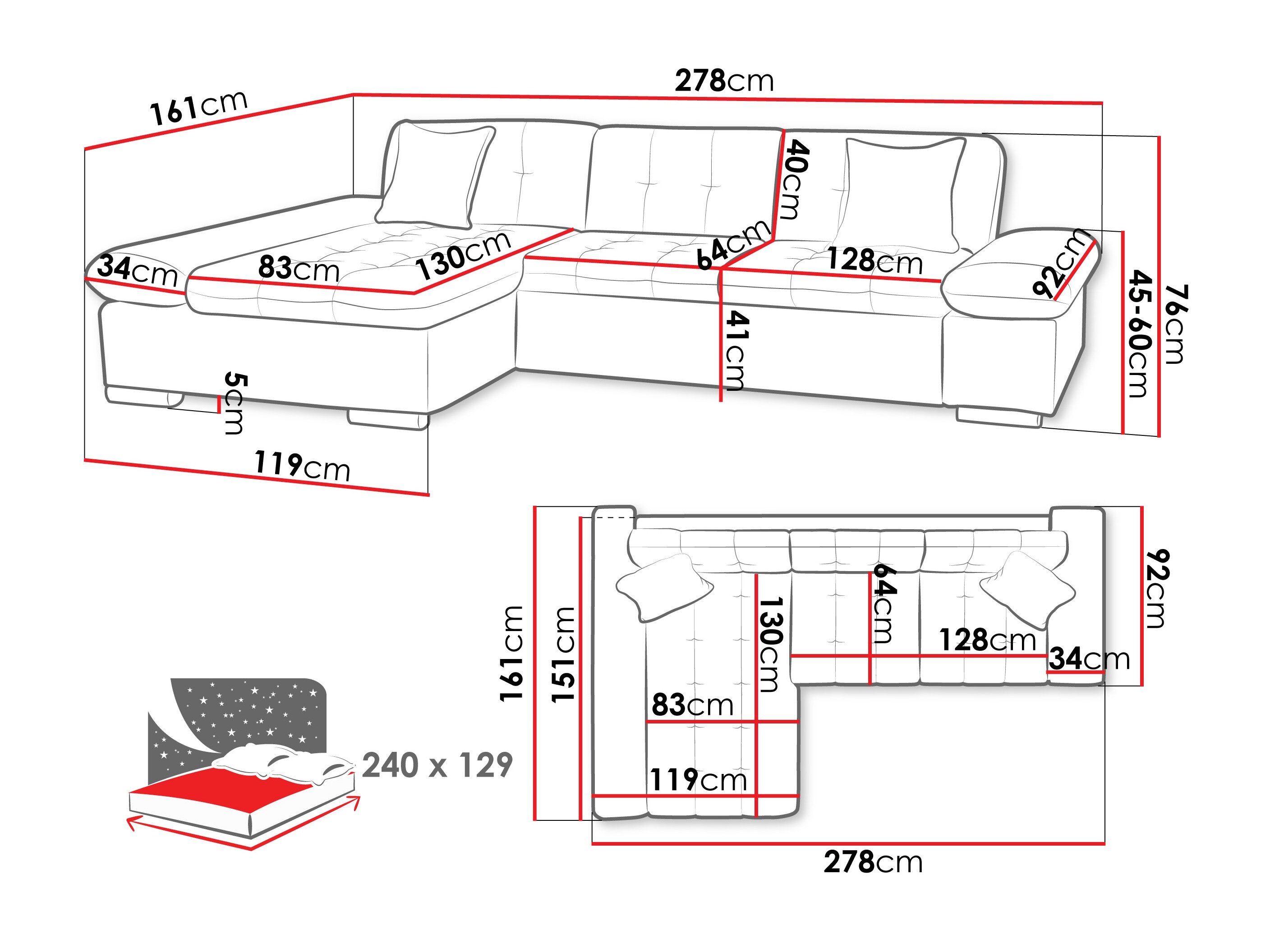 Hjørnesofa Comfivo Sanitas II (Piano 02)