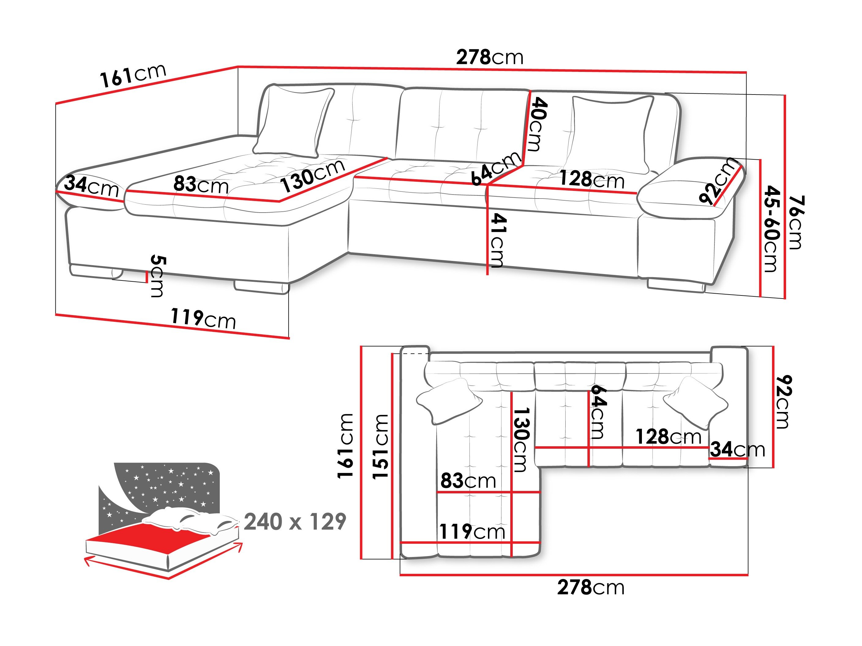 Hjørnesofa Comfivo Sanitas II (Piano 21 + Mokka 03)