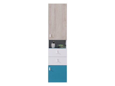 Boekenkast Camteso 102 (Wit + Eiken + Turquoise)