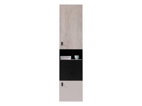 Boekenkast Camteso 102 (Zwart + Eiken + Beige)