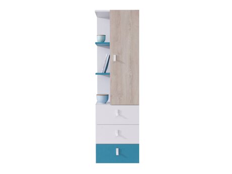 Boekenkast Camteso 105 (Wit + Eiken + Turquoise)