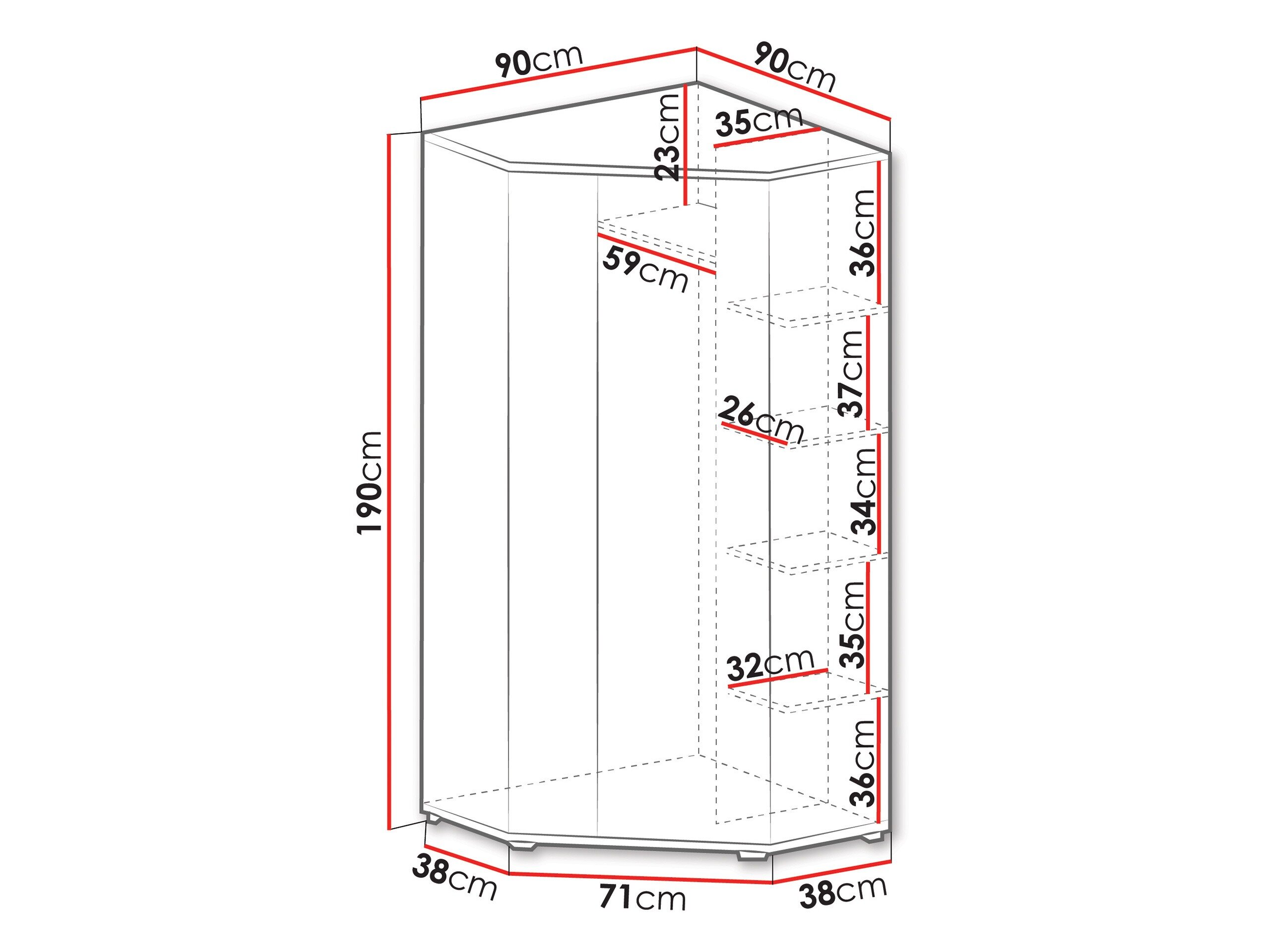 Hjørnegarderob Camteso 100 (Sort + Egetræ + Beige)