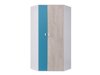 Hoekkledingkast Camteso 100 (Wit + Eiken + Turquoise)