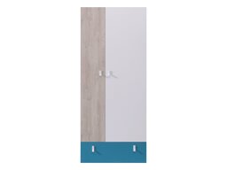 Kledingkast Camteso 101 (Wit + Eiken + Turquoise)