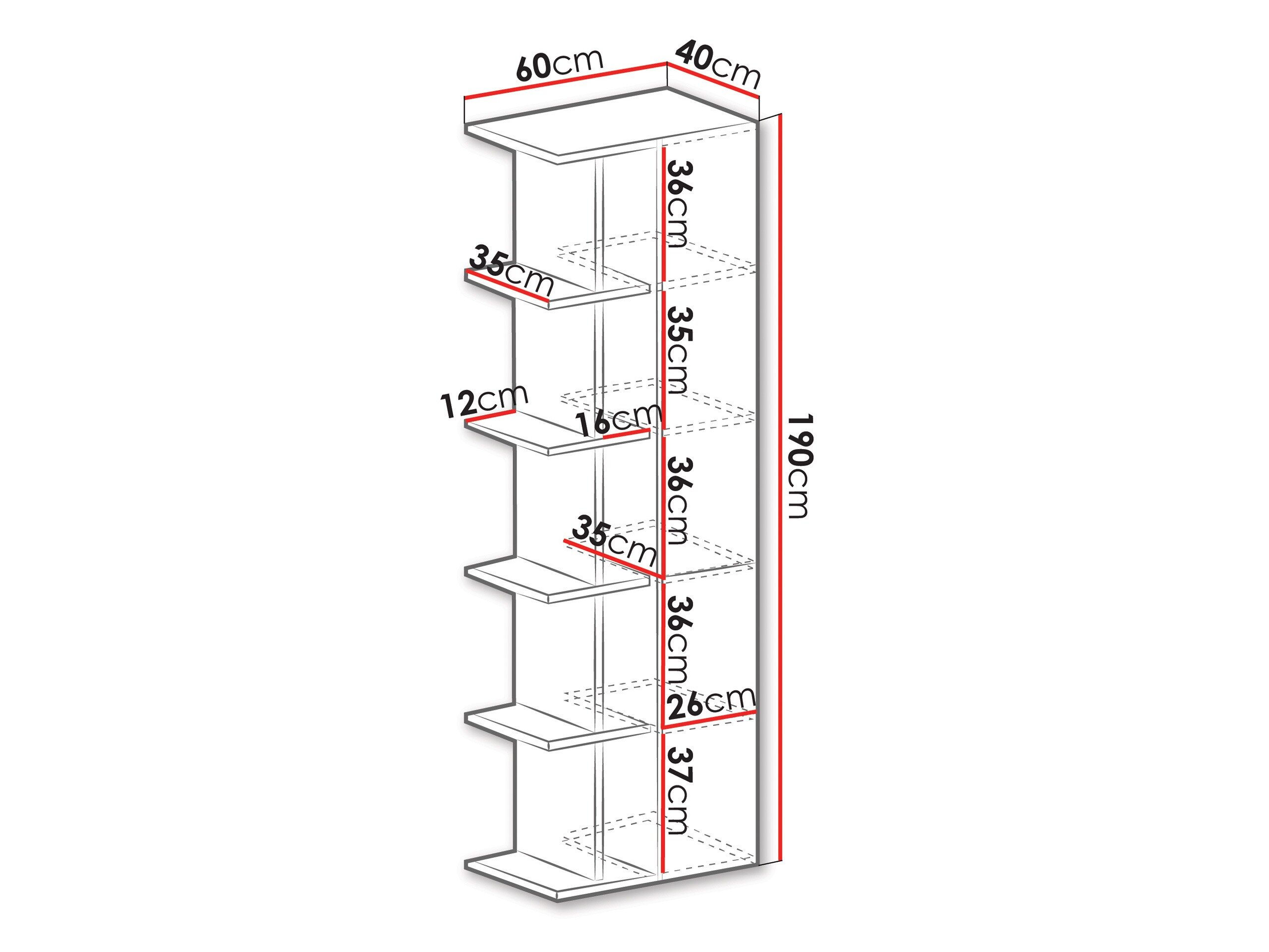 Reol Camteso 103 (Hvid + Egetræ + Turkis)