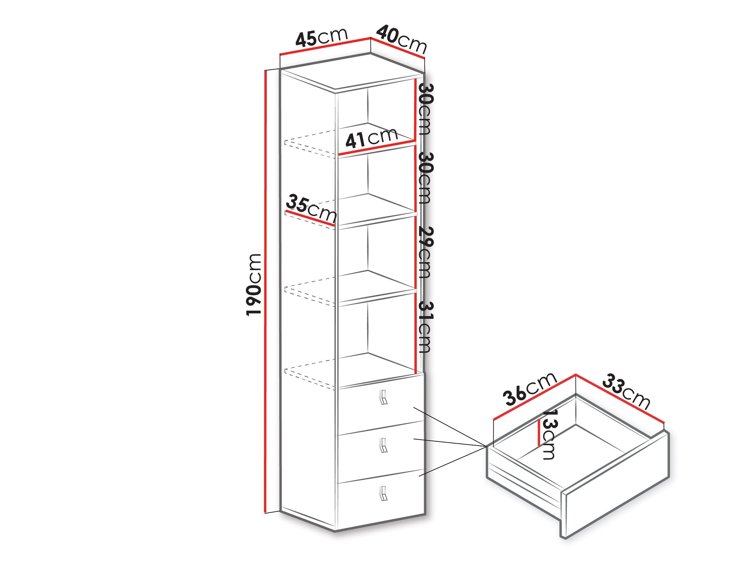 Reol Camteso 104 (Sort + Egetræ + Beige)
