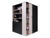 Hoekkledingkast Camteso 113 (Zwart + Eiken + Beige)