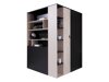 Hoekkledingkast Camteso 113 (Zwart + Eiken + Beige)
