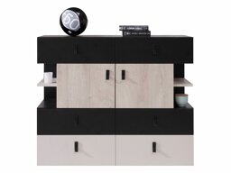 Ladekast Camteso 106 (Zwart + Eiken + Beige)