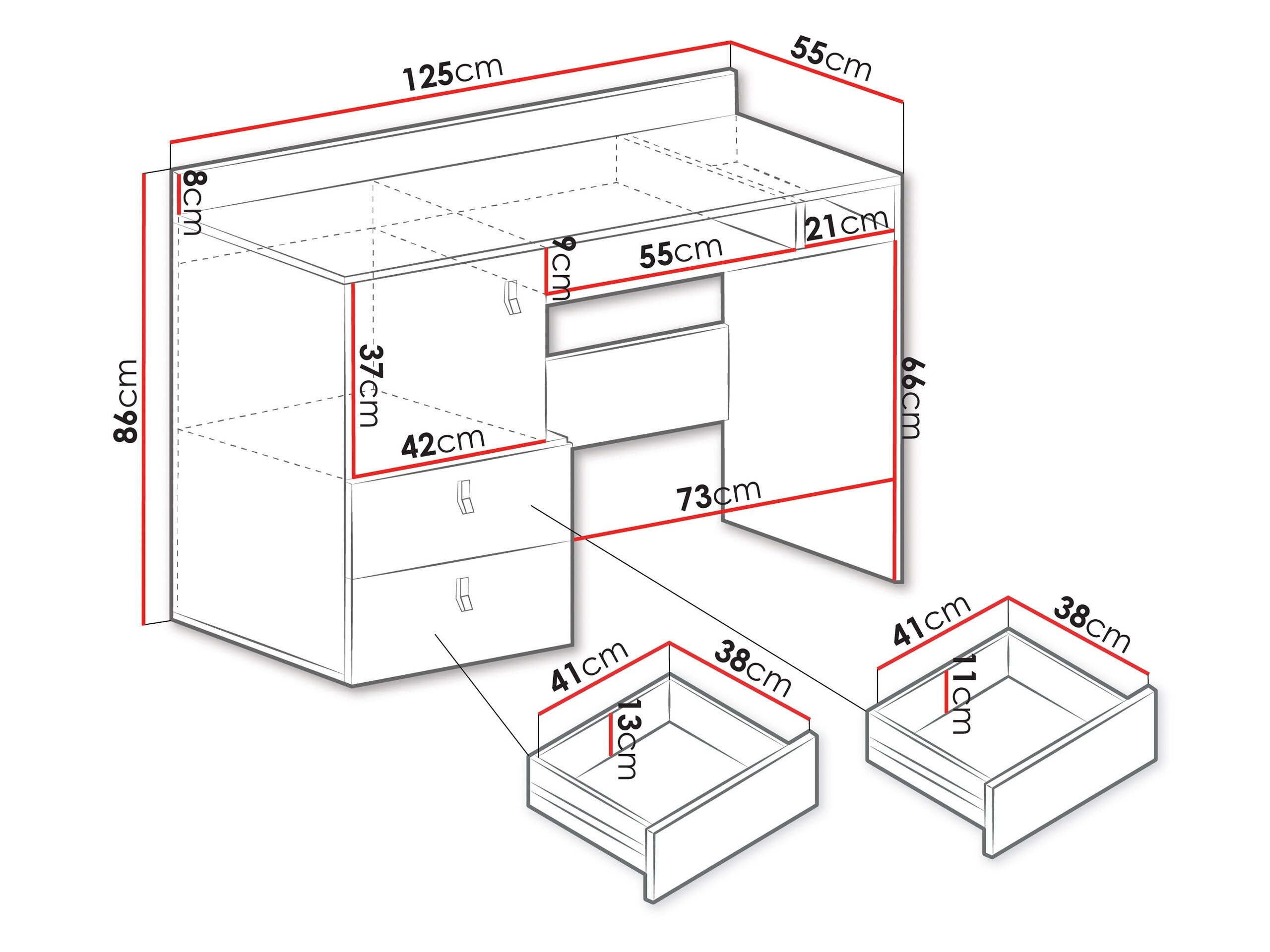 Skrivebord Camteso 107 (Hvid + Egetræ + Turkis)